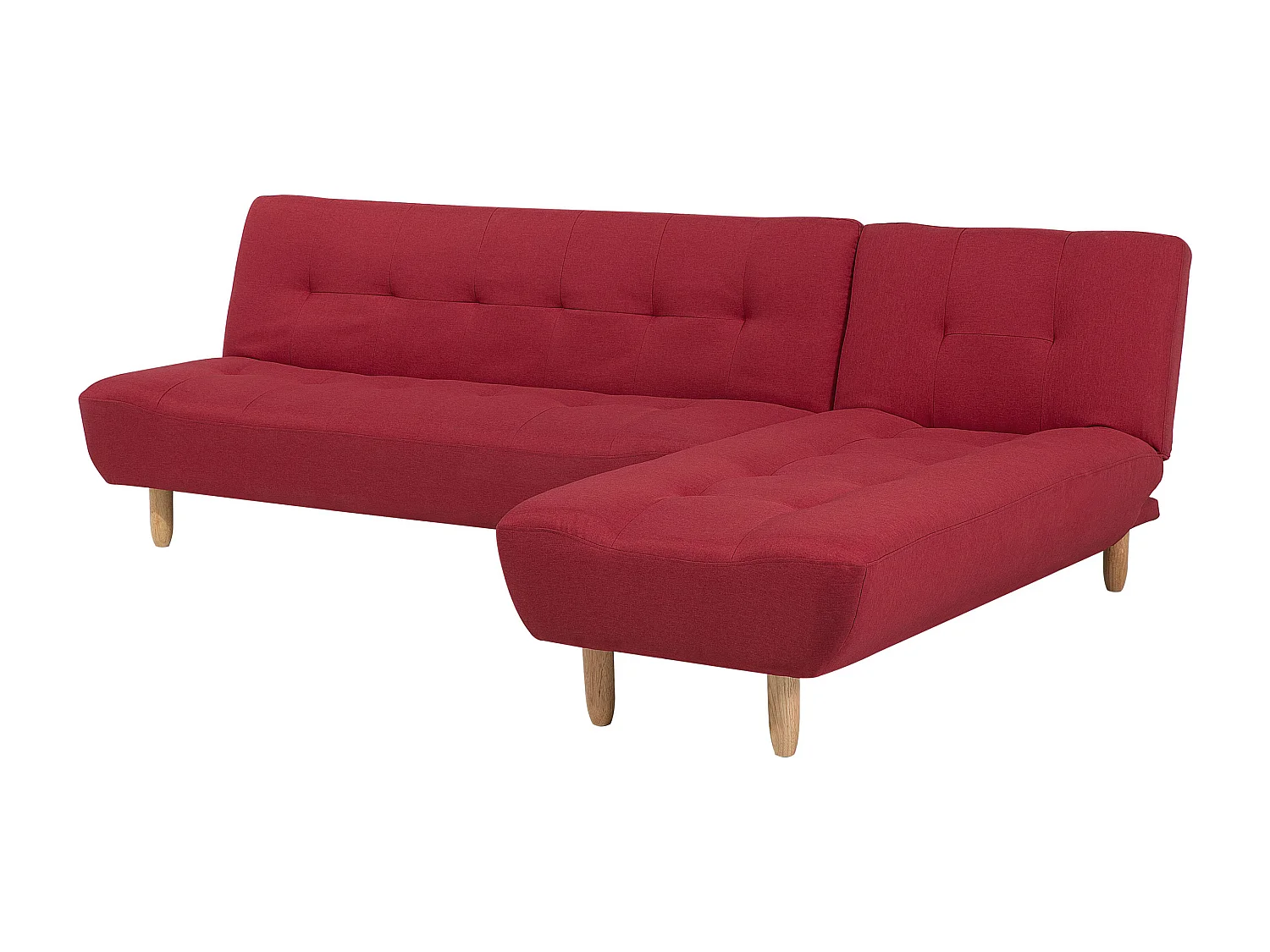 Canapé-lit d'angle modulable 4 places ALSTEN Tissu Rouge Côté droite