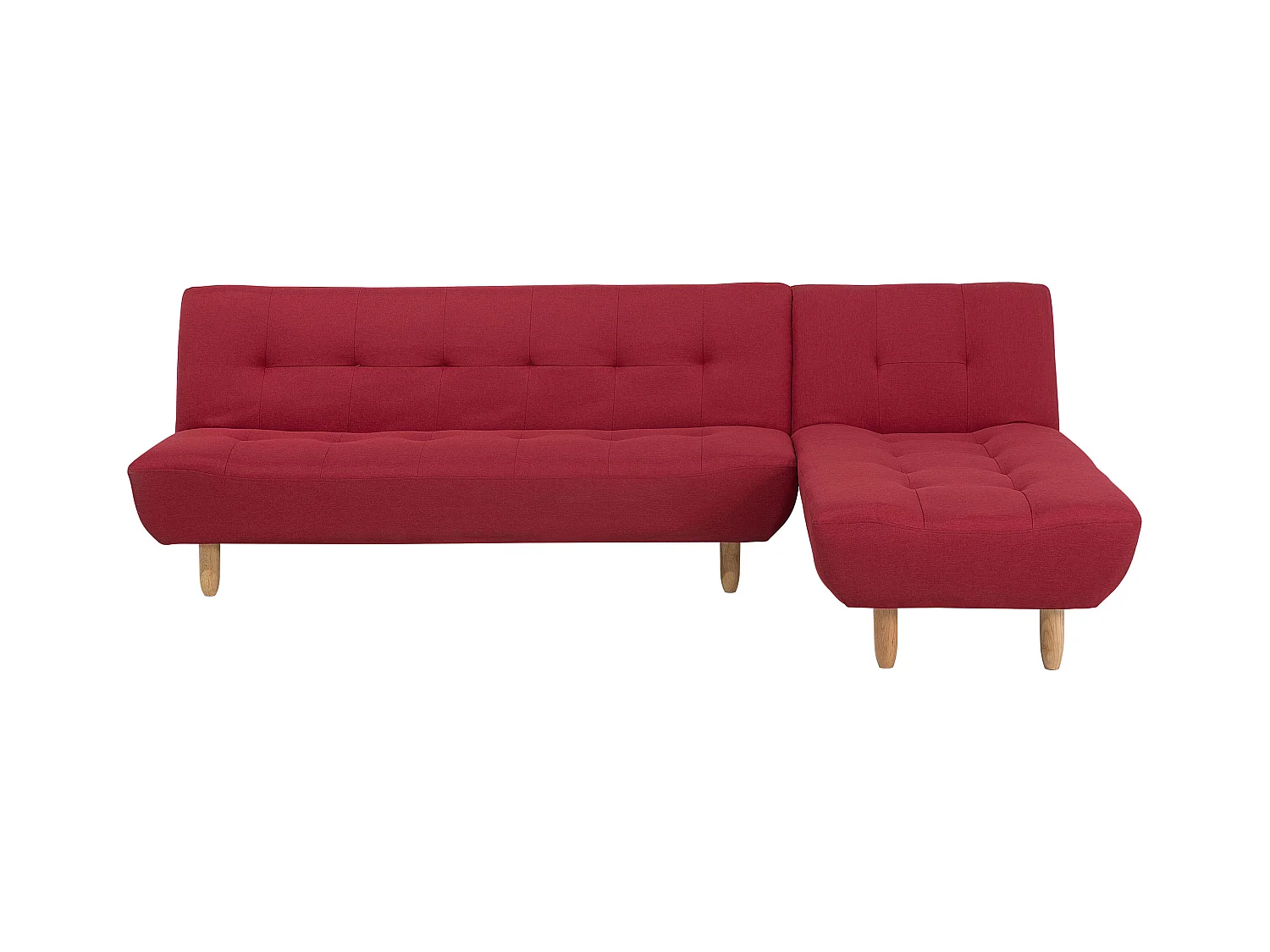 Canapé-lit d'angle modulable 4 places ALSTEN Tissu Rouge Côté droite