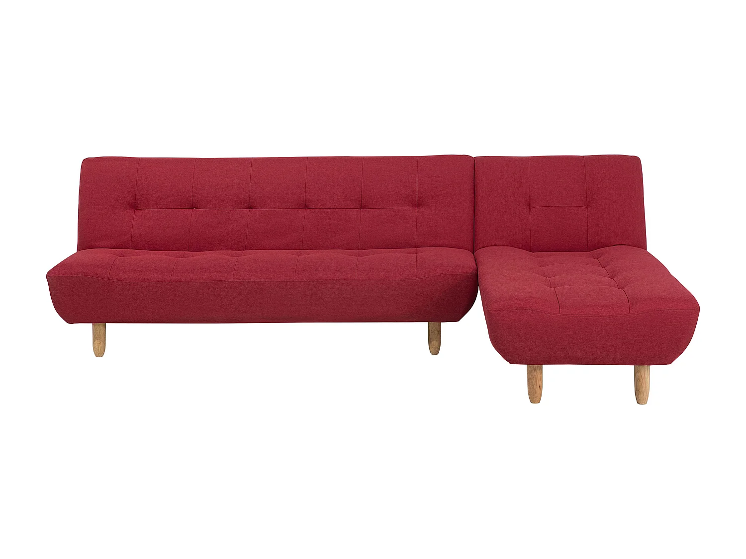 Canapé-lit d'angle modulable 4 places ALSTEN Tissu Rouge Côté gauche