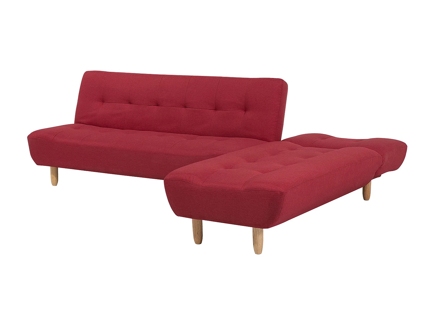 Canapé-lit d'angle modulable 4 places ALSTEN Tissu Rouge Côté gauche