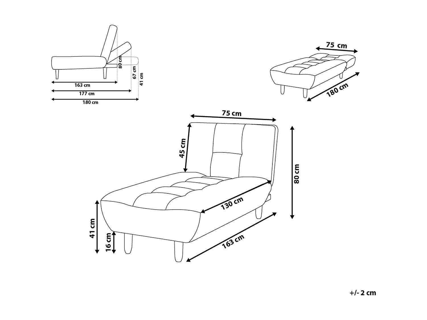 Chaise longue ALSTEN Tissu Rouge