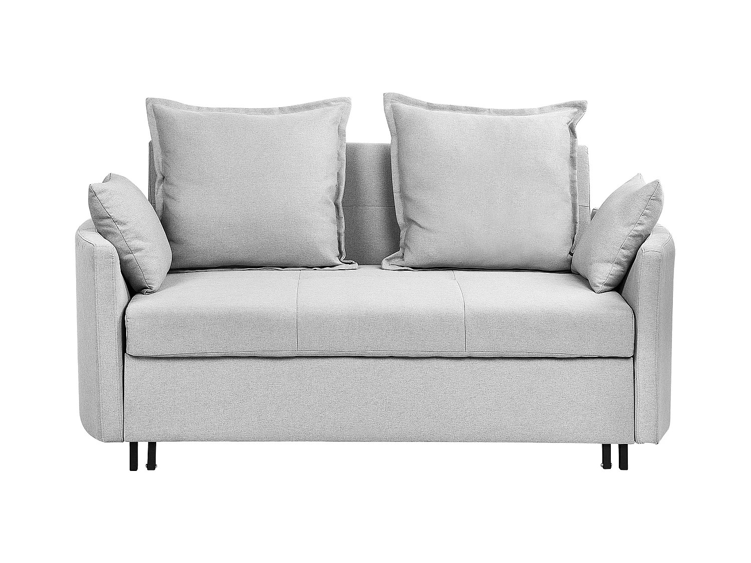 2-Sitzer Sofa mit Schlaffunktion Stoff hellgrau mehrere Kissen Schlafsofa Hovin