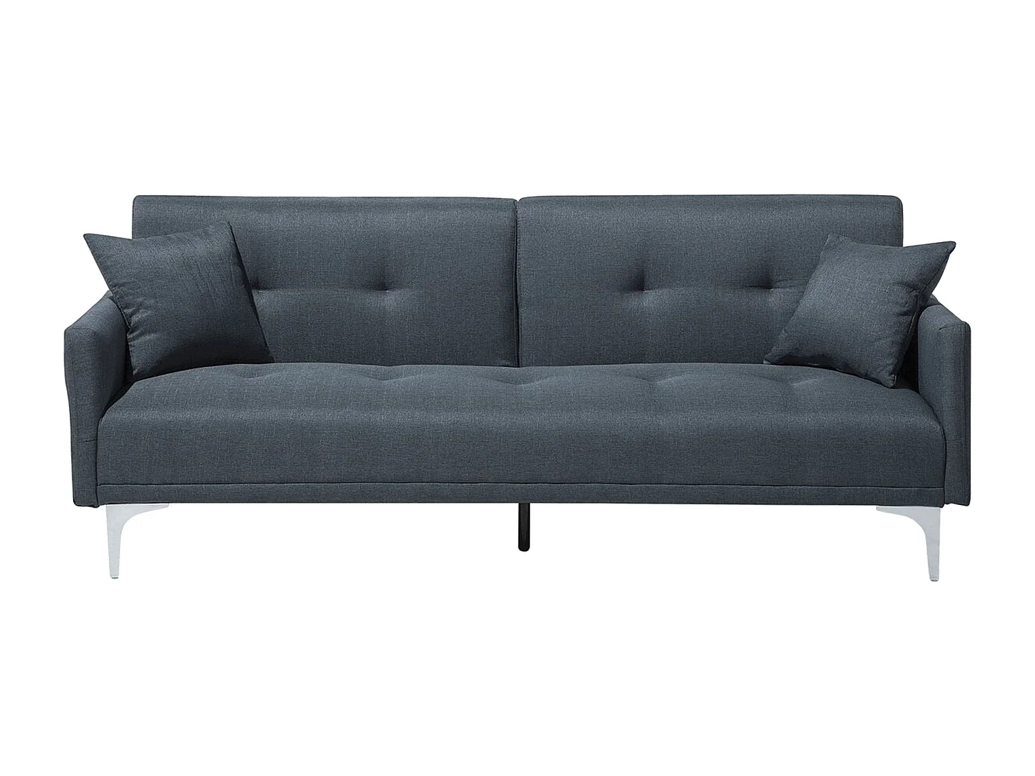 3-Sitzer Schlafsofa Stoff grau gesteppt mit Metallbeinen silber 2 Kissen Lucan