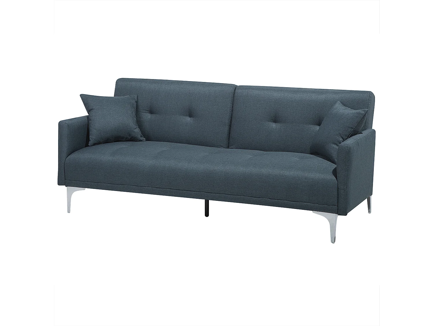 3-Sitzer Schlafsofa Stoff grau gesteppt mit Metallbeinen silber 2 Kissen Lucan