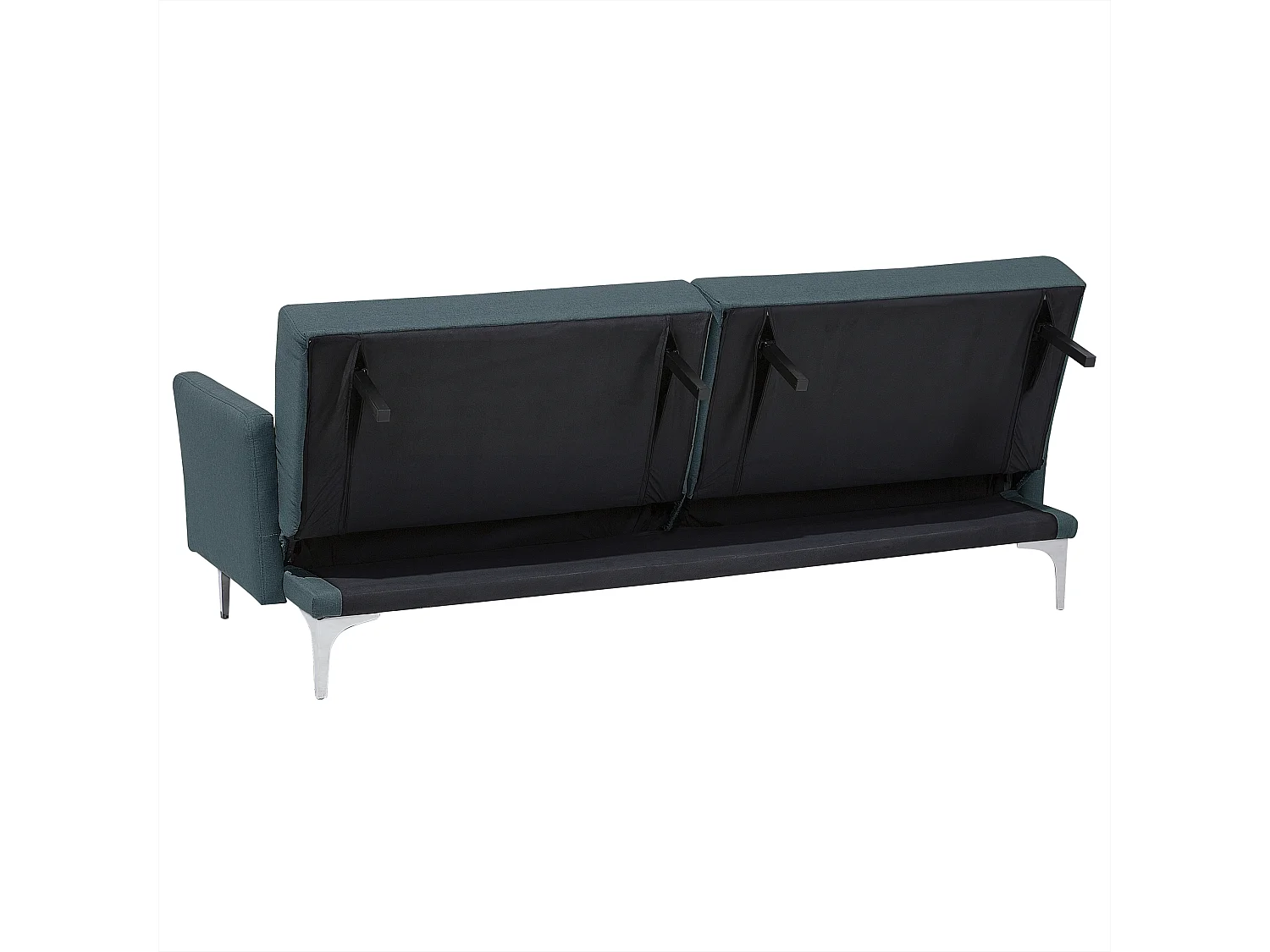 3-Sitzer Schlafsofa Stoff grau gesteppt mit Metallbeinen silber 2 Kissen Lucan