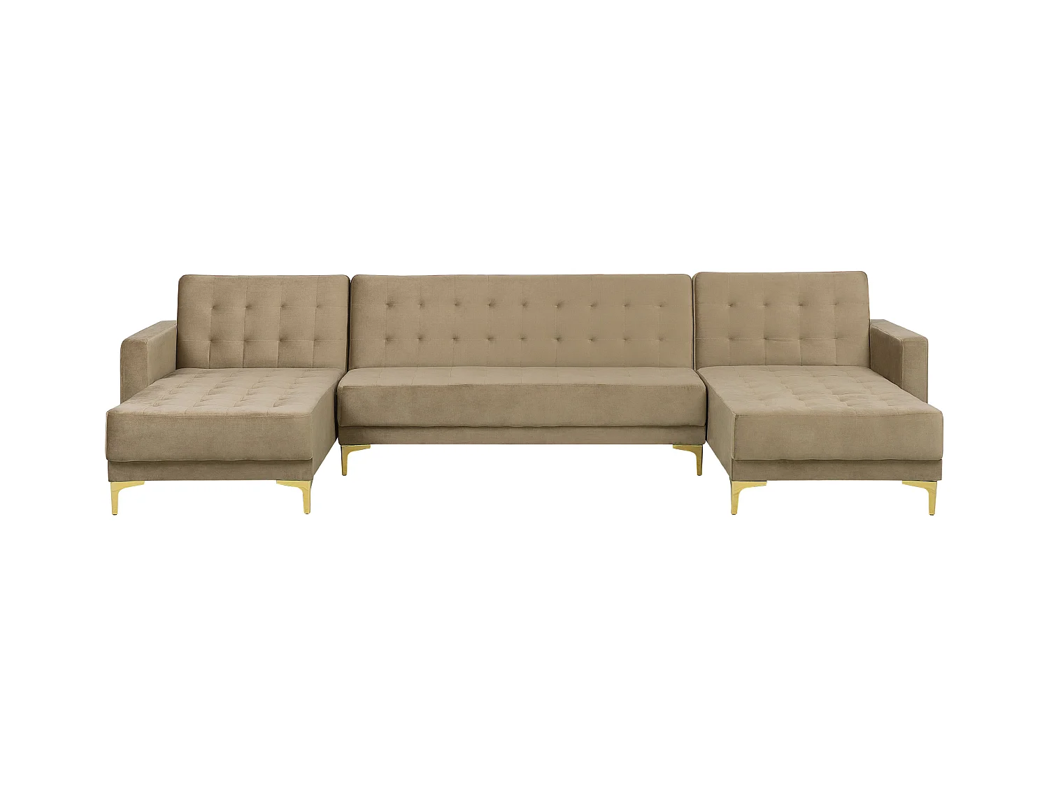 Canapé-lit modulable en forme de U 5 places ABERDEEN Velours Beige sable
