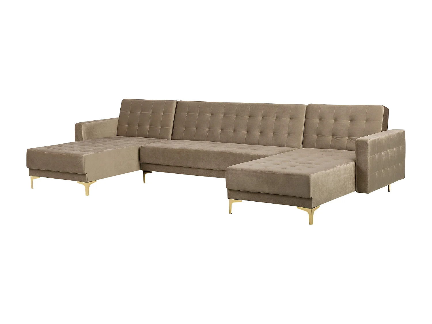 Schlafsofa U-förmig Samtstoff sandbeige Aberdeen
