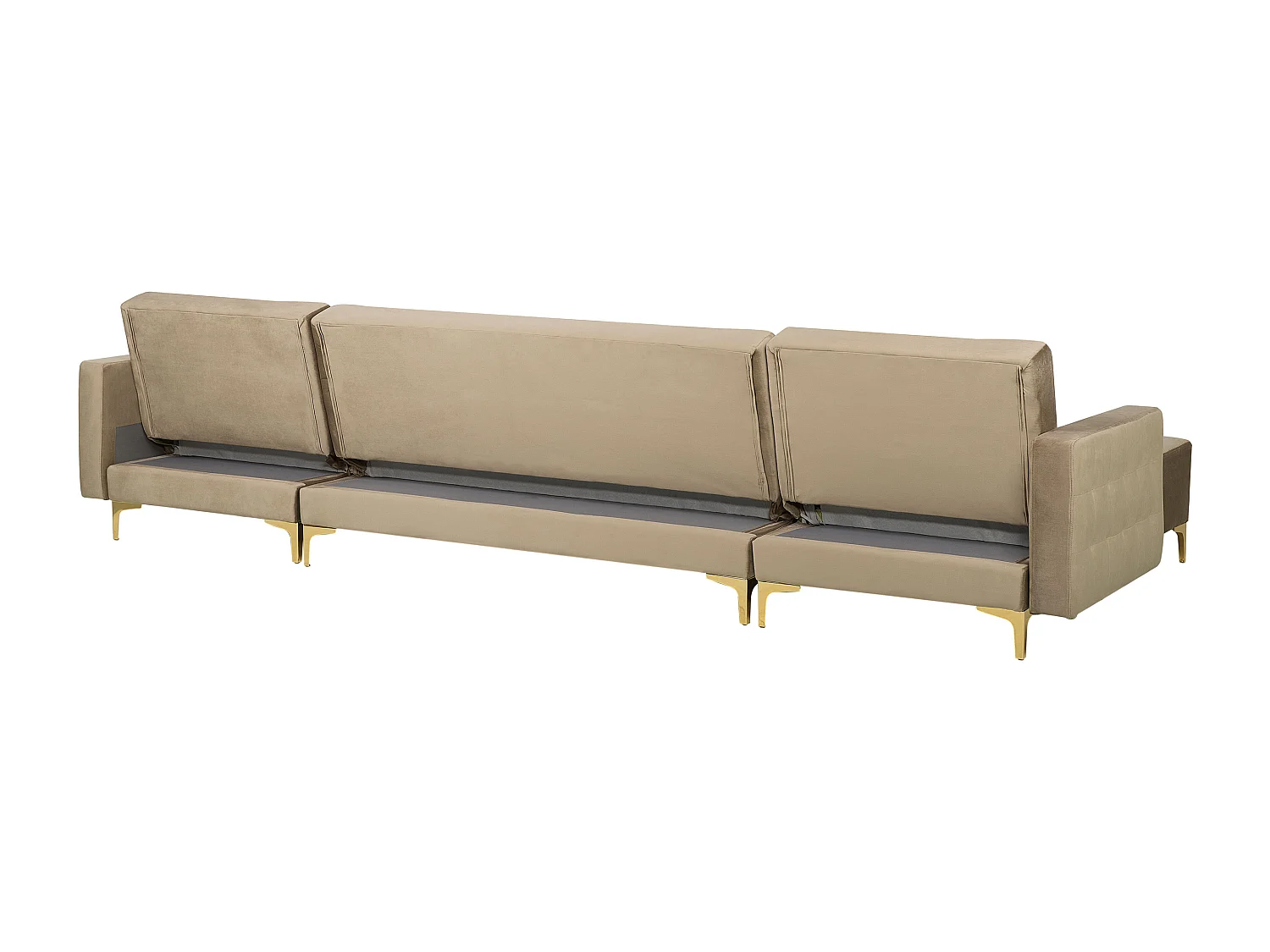 Schlafsofa U-förmig Samtstoff sandbeige Aberdeen
