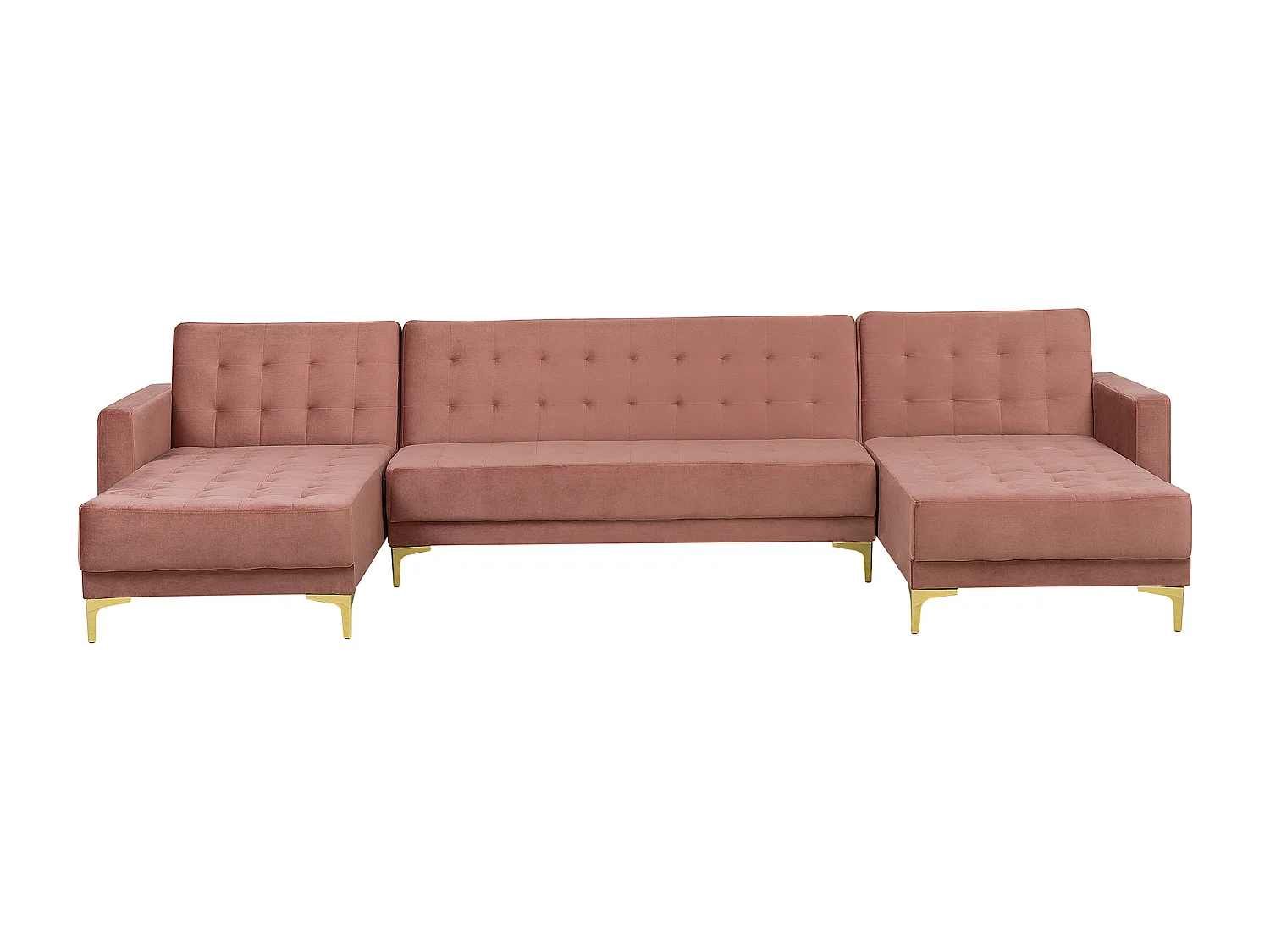 Sofá-cama modular em forma de U ABERDEEN Veludo Rosa 5 lugares