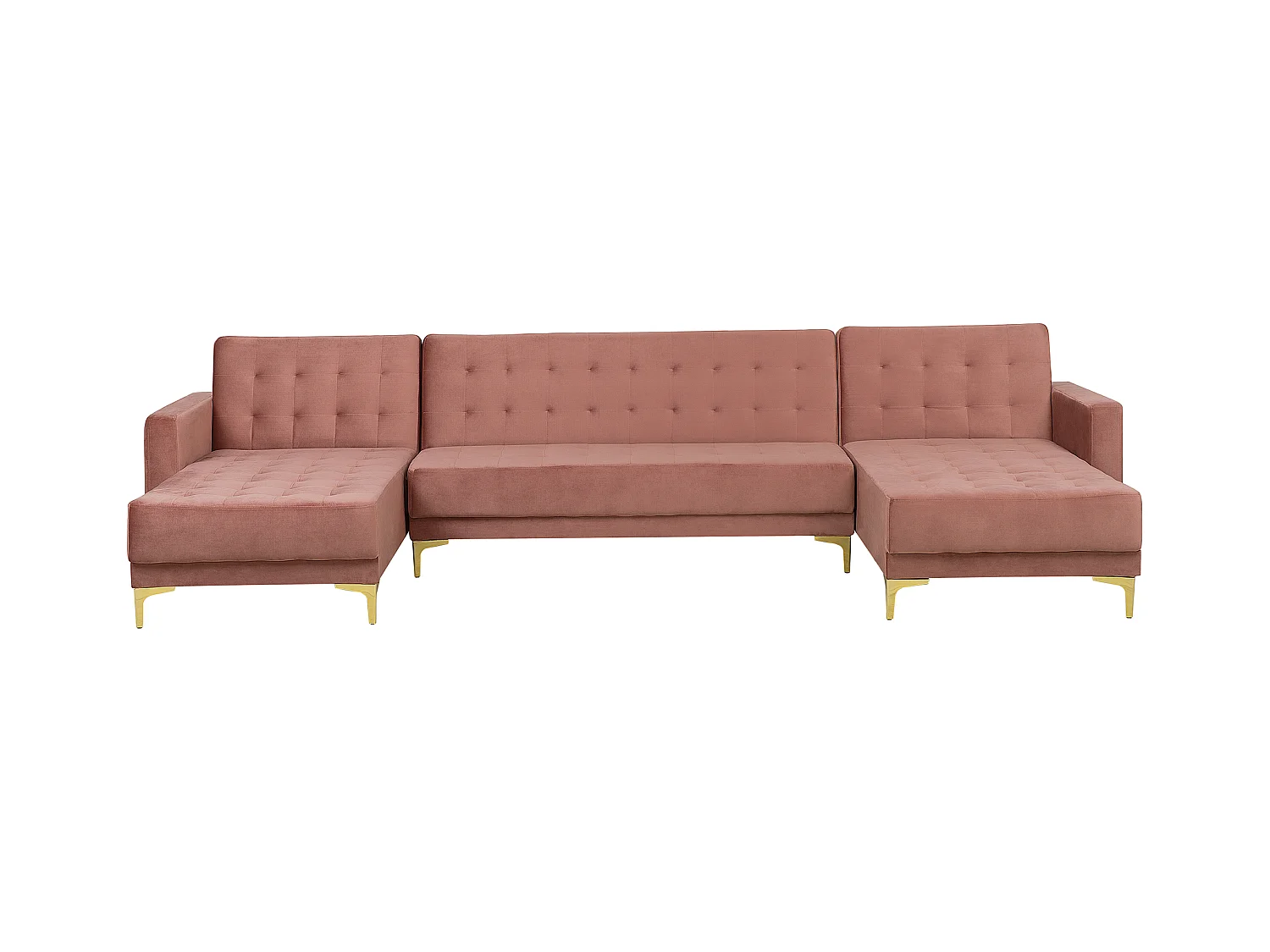 Canapé-lit modulable en forme de U 5 places ABERDEEN Velours Rose