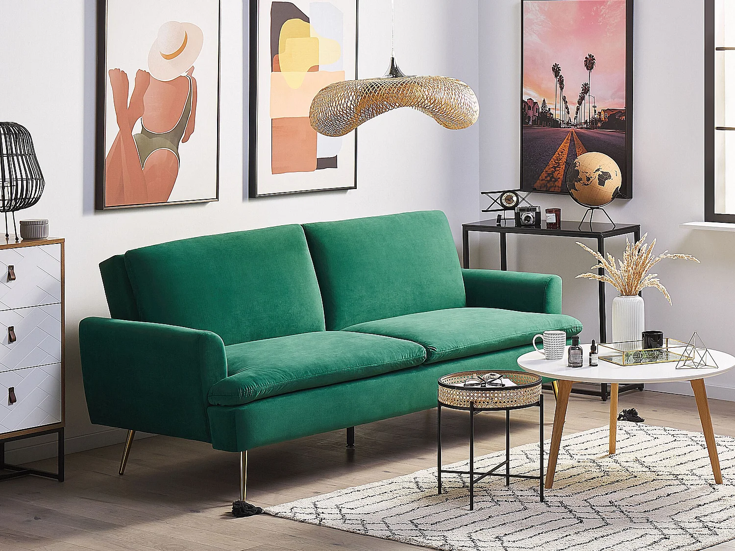 Moderner 3-Sitzer Sofa Samtstoff dunkelgrün Vettre