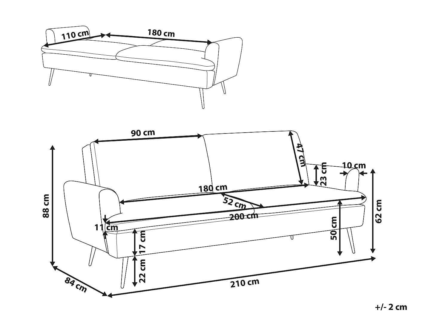 Moderner 3-Sitzer Sofa Samtstoff dunkelgrün Vettre