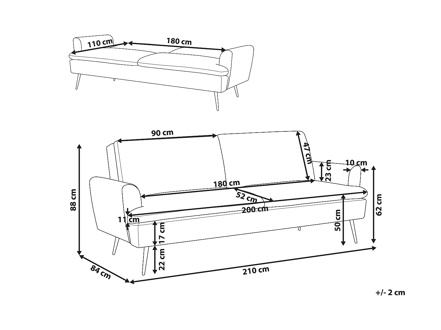 Canapé-lit 3 places VETTRE Velours Vert foncé