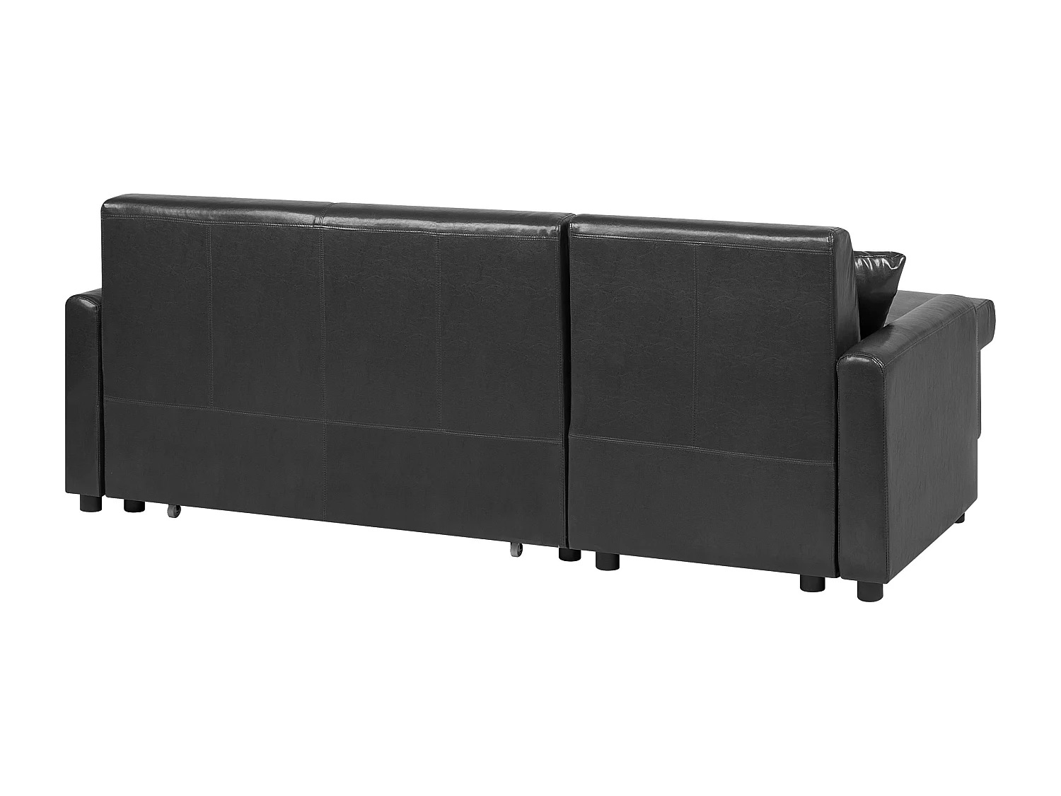 Divano letto angolare OGNA Pelle sintetica Nero con contenitore 3 posti Lato destro