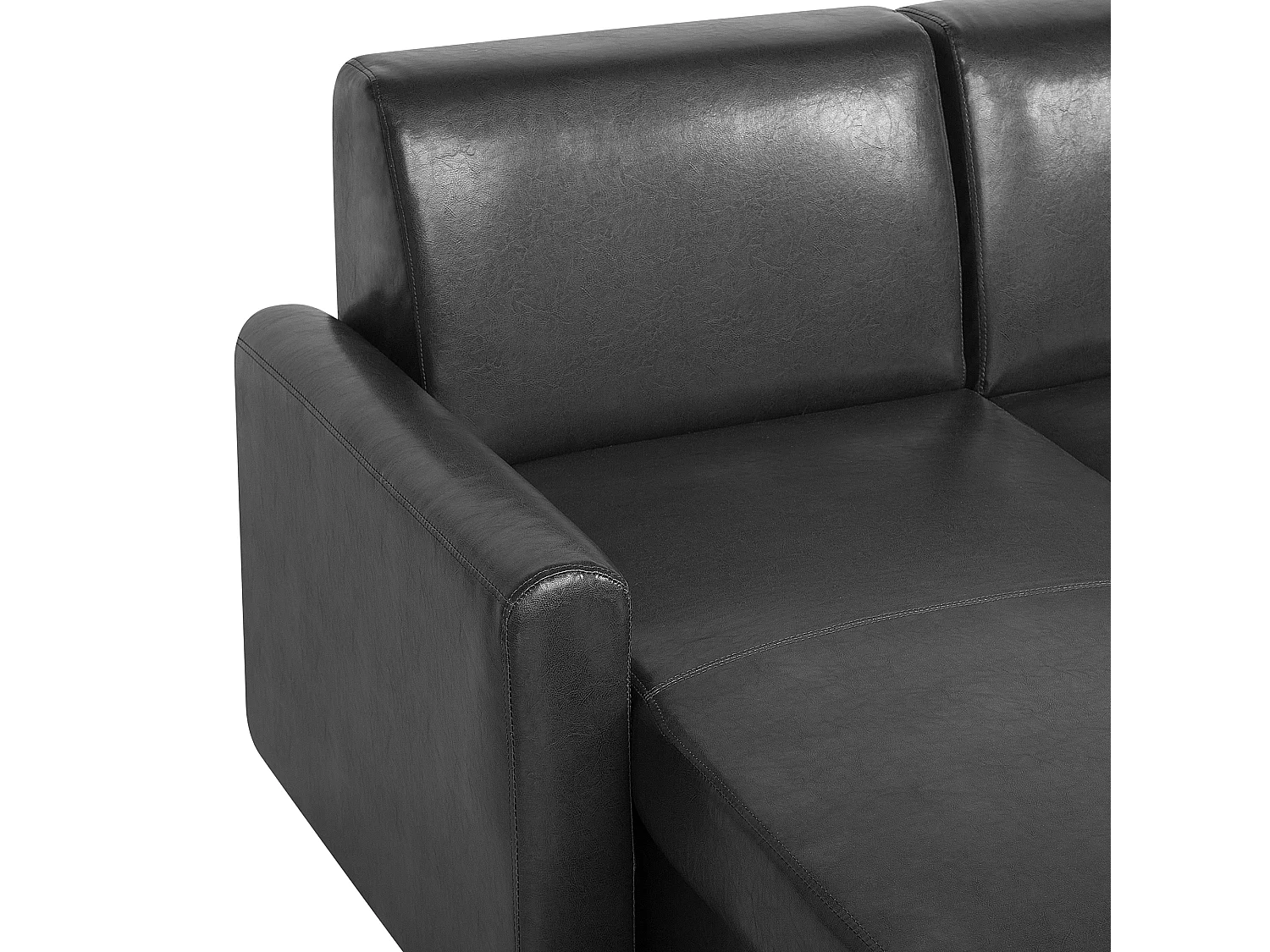 Divano letto angolare OGNA Pelle sintetica Nero con contenitore 3 posti Lato destro