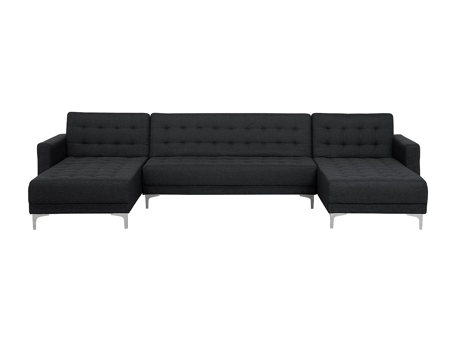Canapé-lit modulable en forme de U 5 places ABERDEEN Tissu Gris graphite