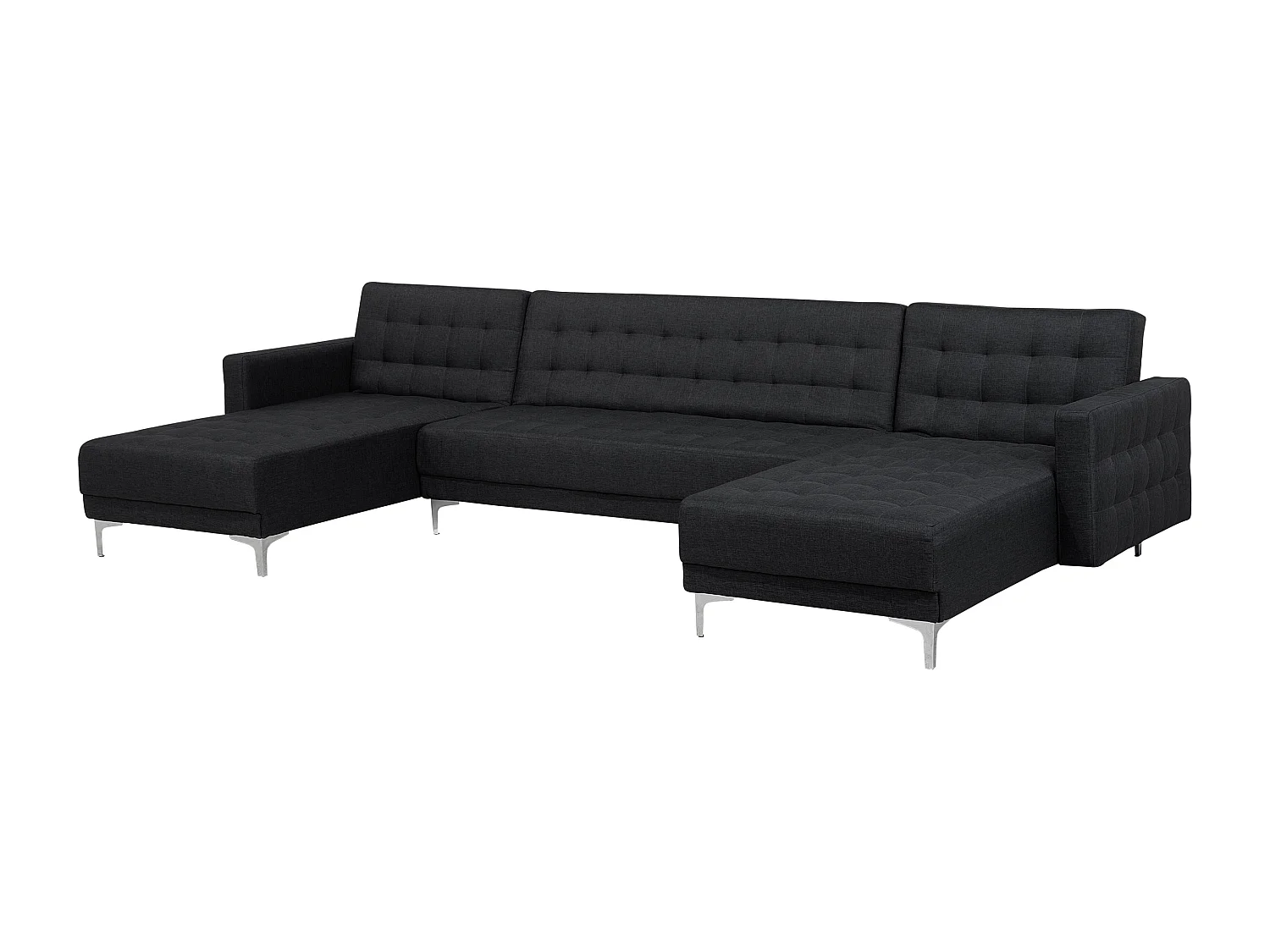 Canapé-lit modulable en forme de U 5 places ABERDEEN Tissu Gris graphite