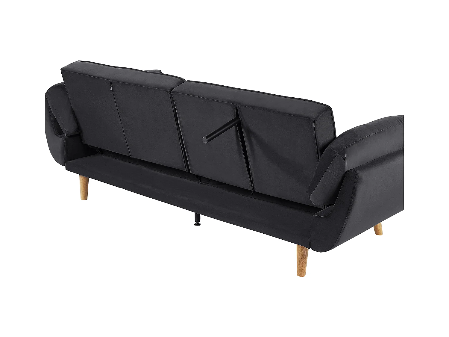 Schlafsofa 3-Sitzer Samtstoff schwarz elegant mit Kissen Asby