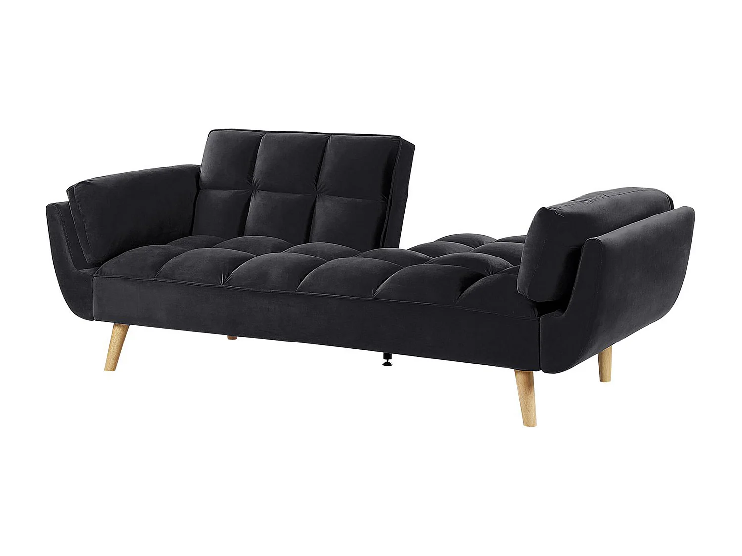 Schlafsofa 3-Sitzer Samtstoff schwarz elegant mit Kissen Asby