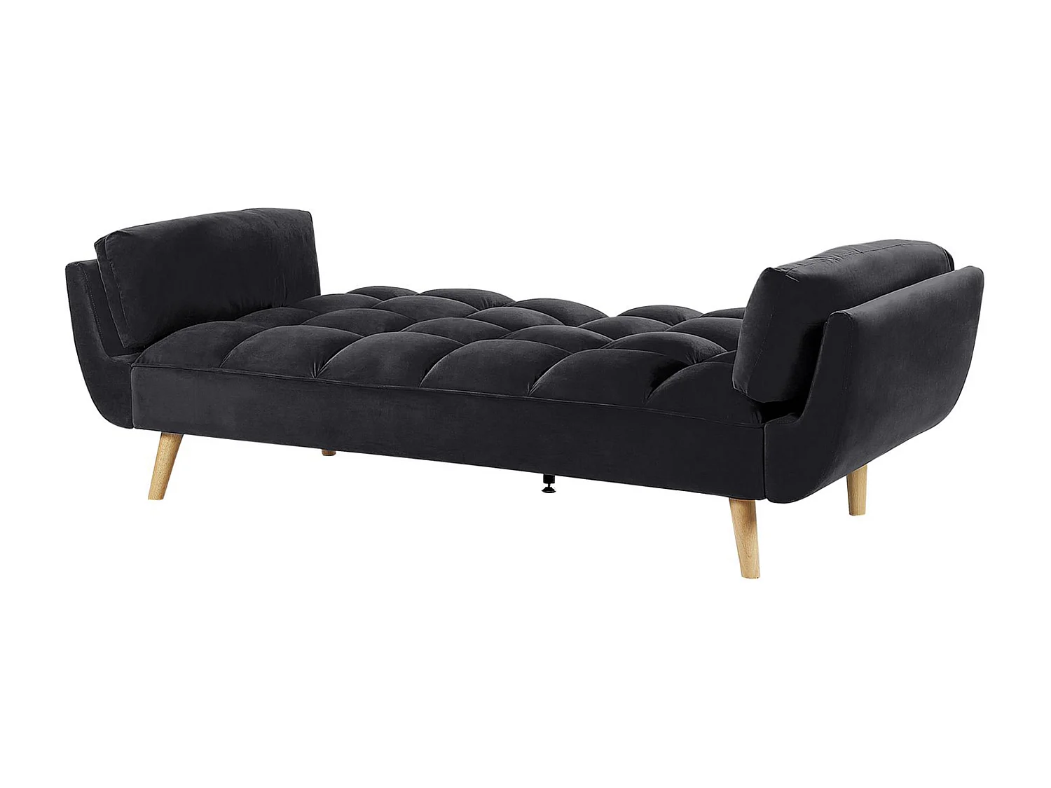 Schlafsofa 3-Sitzer Samtstoff schwarz elegant mit Kissen Asby