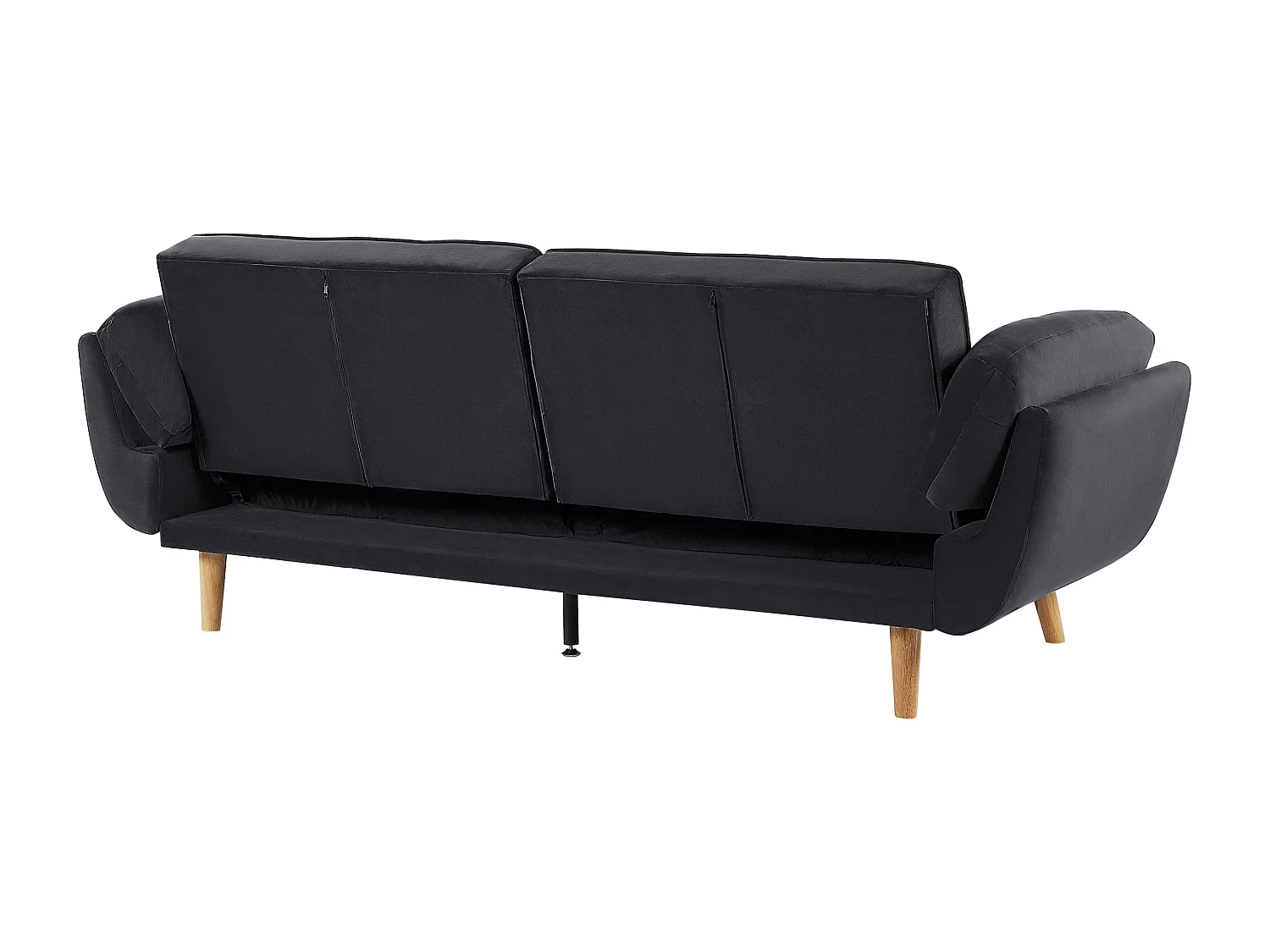 Schlafsofa 3-Sitzer Samtstoff schwarz elegant mit Kissen Asby