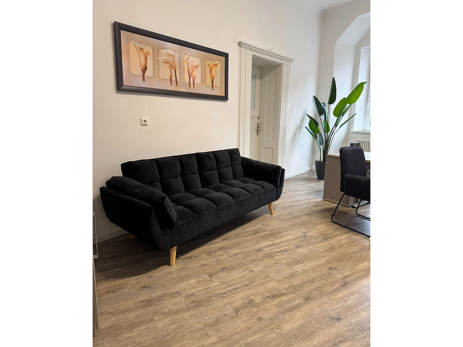 Slaapbank ASBY Fluweel Zwart 3-zitter