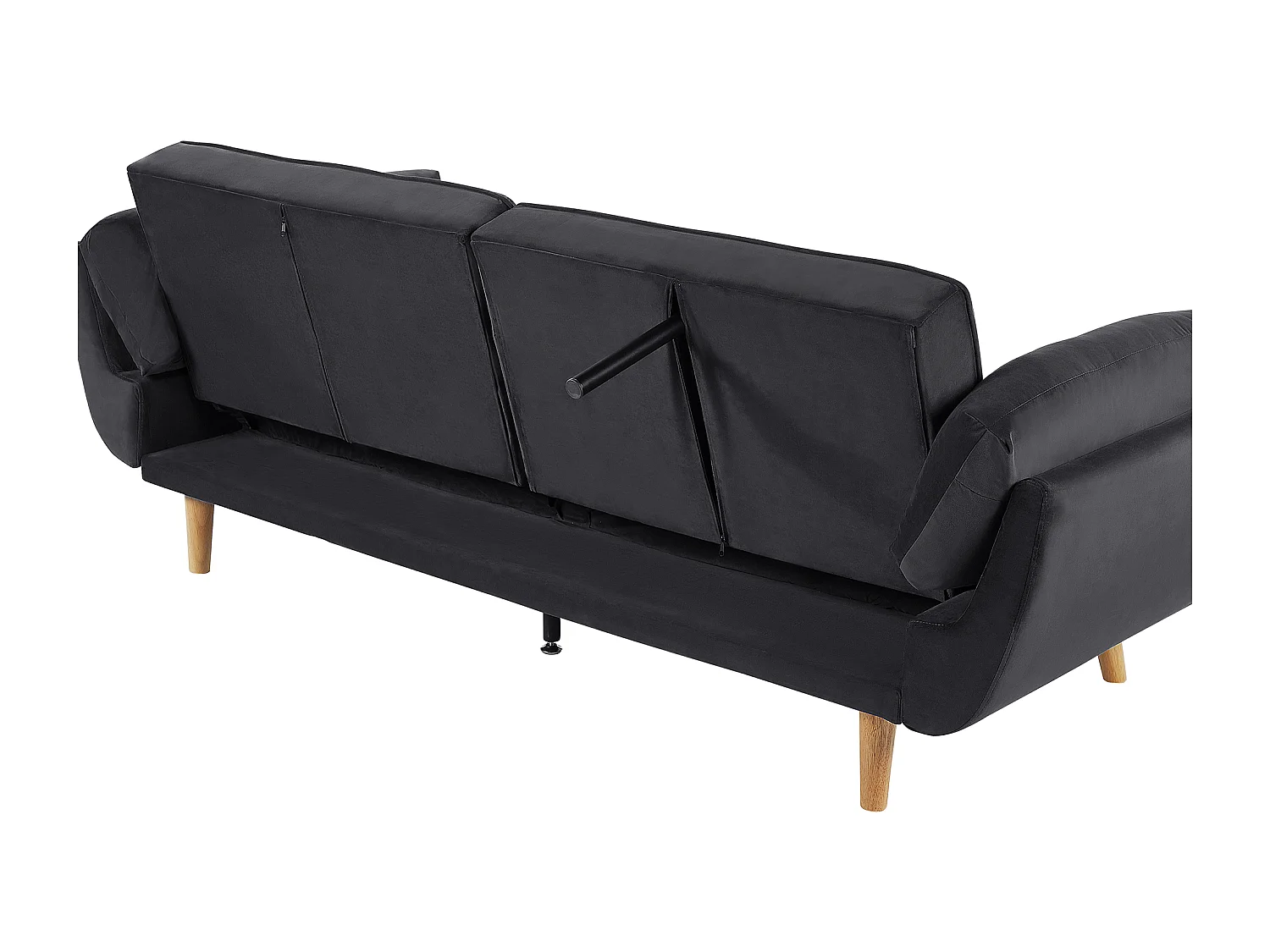 Slaapbank ASBY Fluweel Zwart 3-zitter