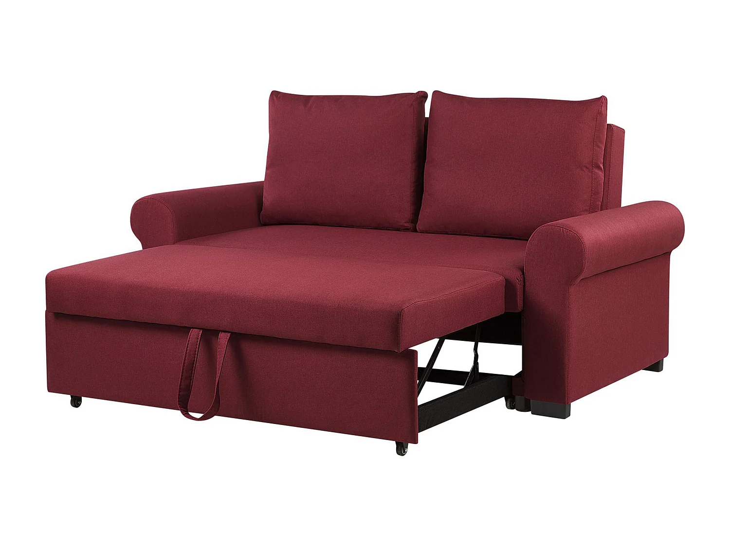 Canapé-lit SILDA Tissu Rouge Bordeaux 2 places