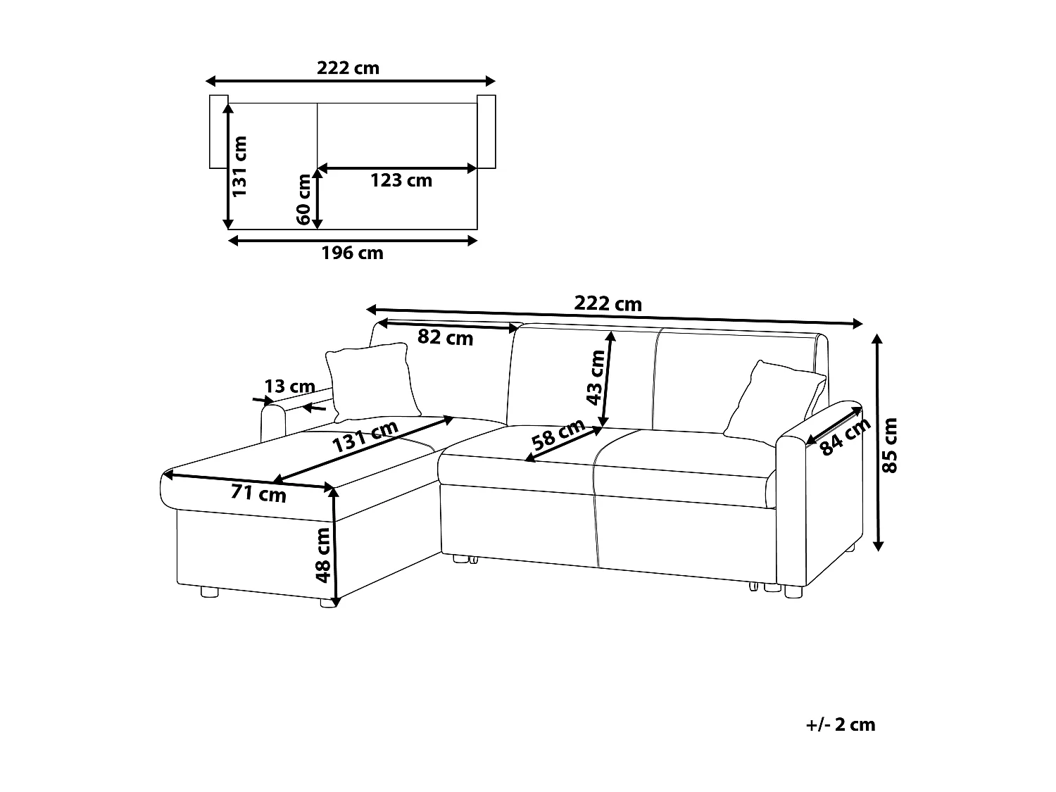 Sofá esquinero OGNA Marrón oscuro con almacenaje Derecha