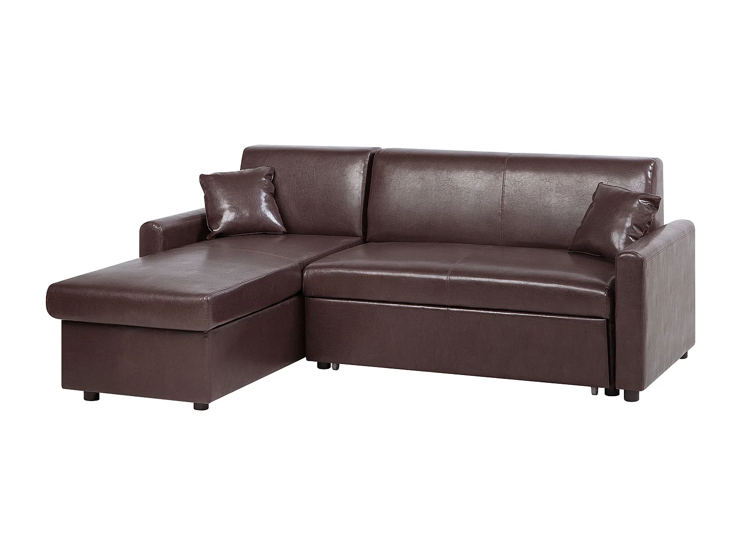 Sofá esquinero OGNA Marrón oscuro con almacenaje Derecha