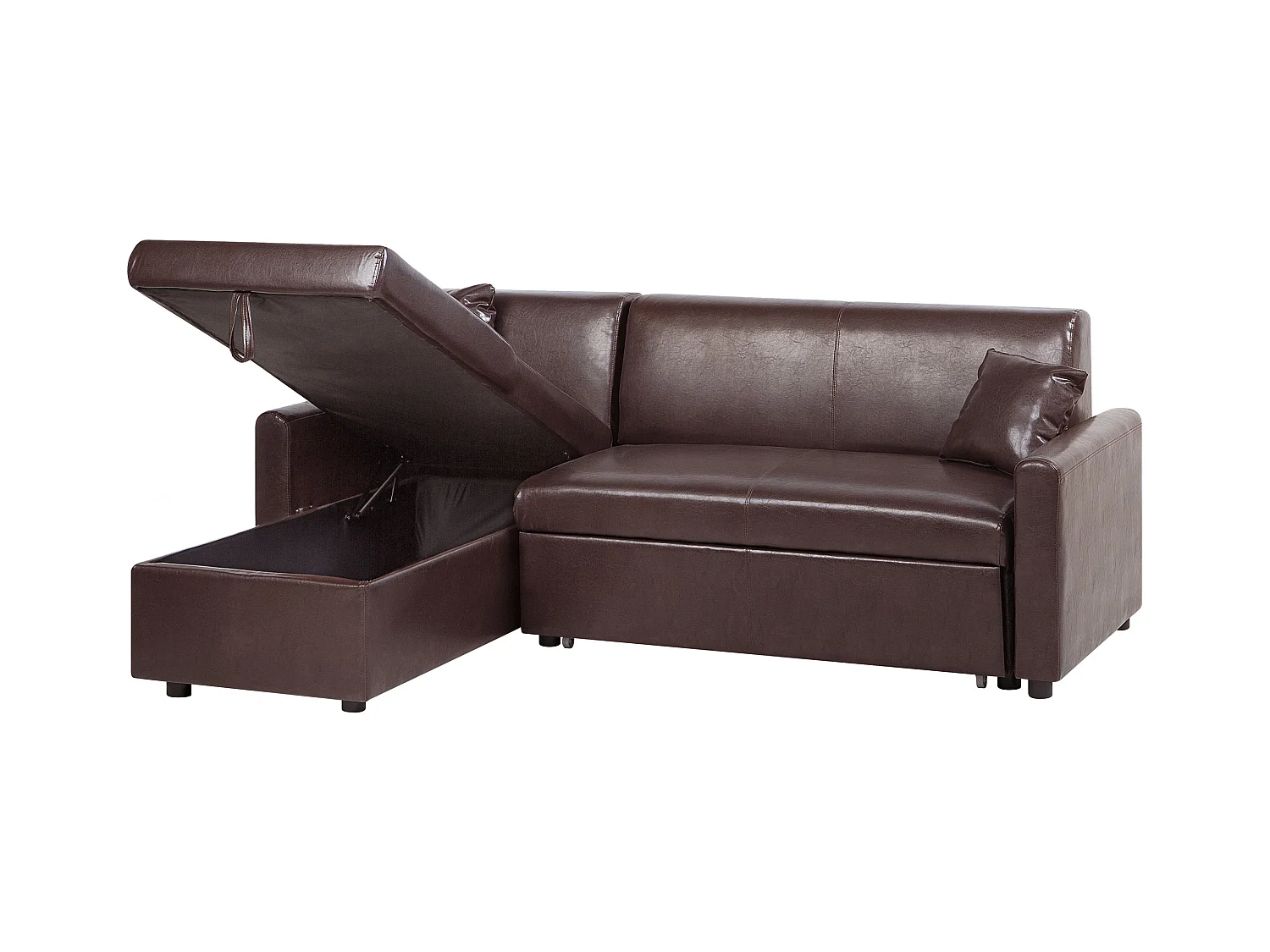 - Canapé Angle à gauche Convertible - Ogna - simili, Marron Foncé
