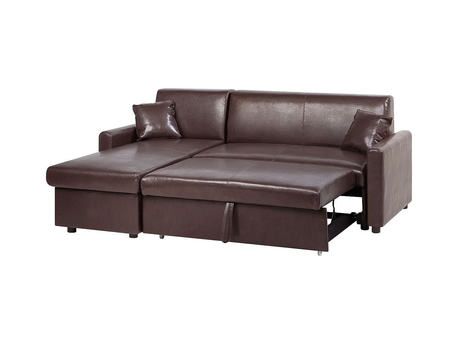 - Canapé Angle à gauche Convertible - Ogna - simili, Marron Foncé