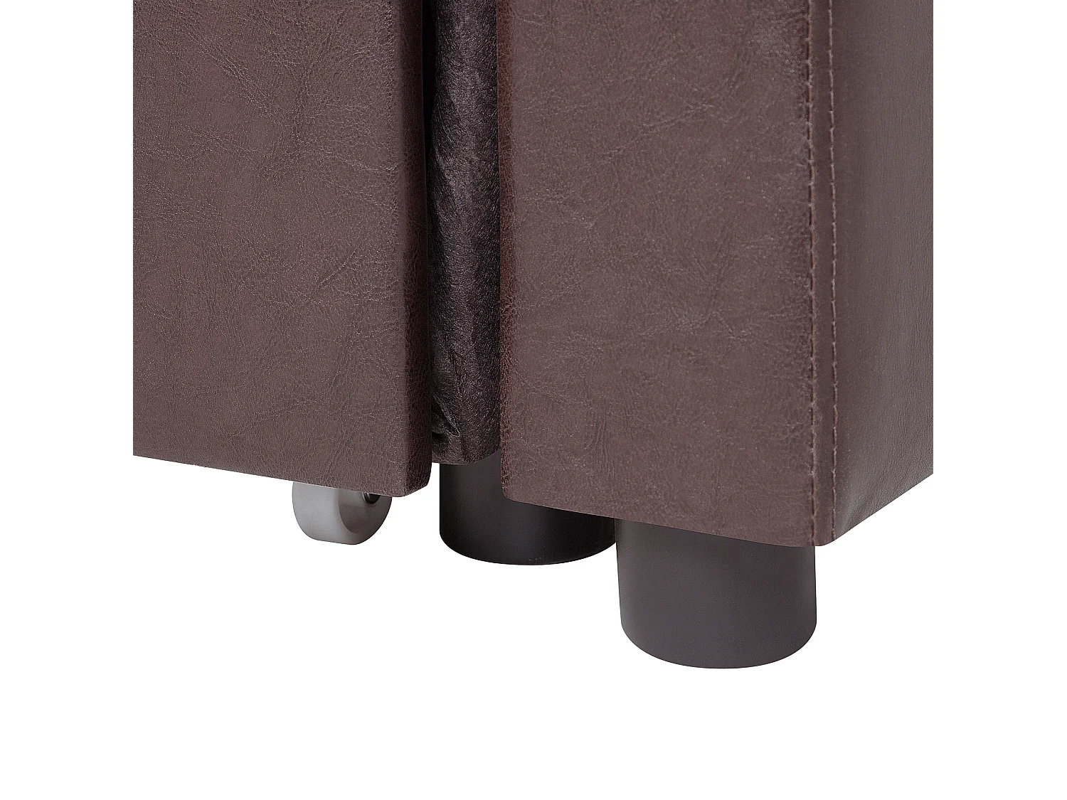 Rechtsseitiges Ecksofa in Lederoptik mit Schlaffunktion dunkelbraun Ogna