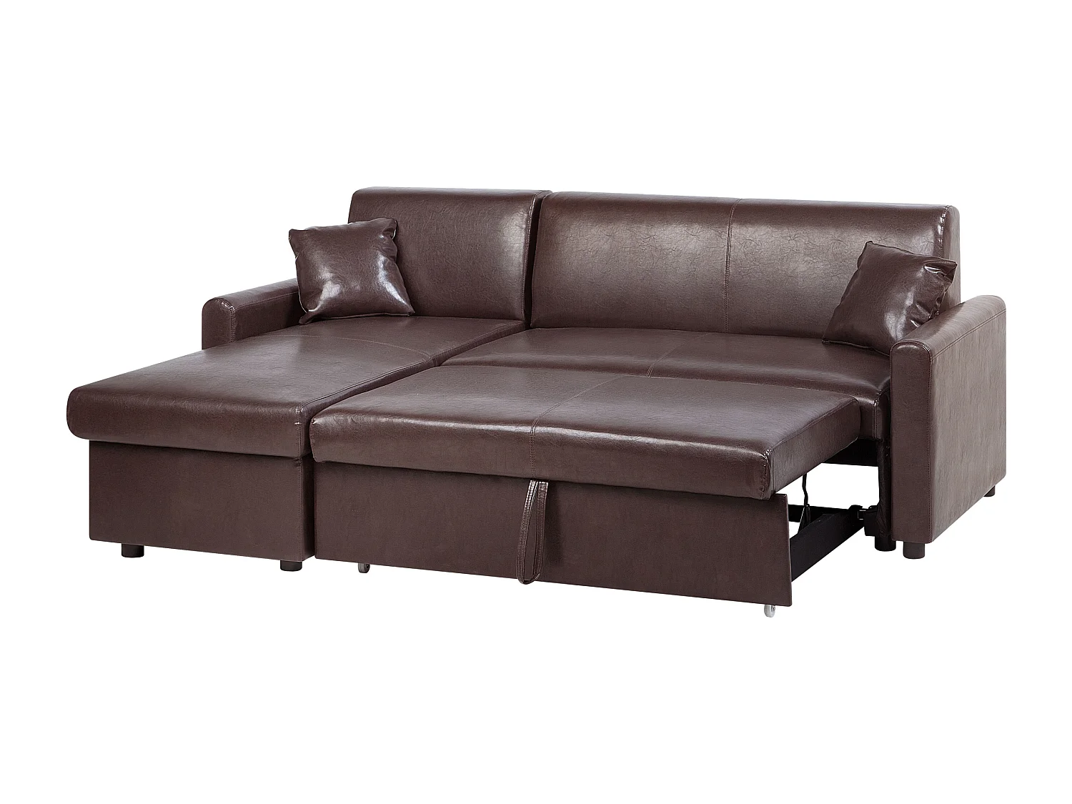Sofá esquinero OGNA Marrón oscuro con almacenaje Derecha