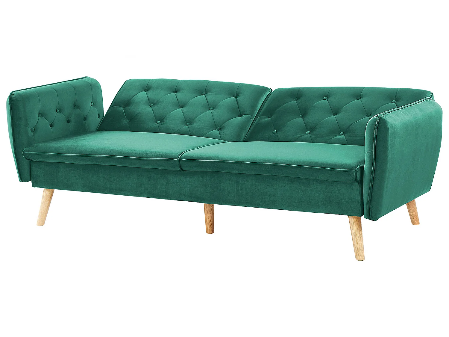 2-Sitzer Sofa mit Schlaffunktion aus Samtstoff dunkelgrün Bardu