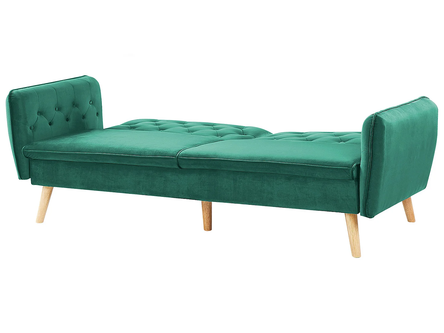 2-Sitzer Sofa mit Schlaffunktion aus Samtstoff dunkelgrün Bardu