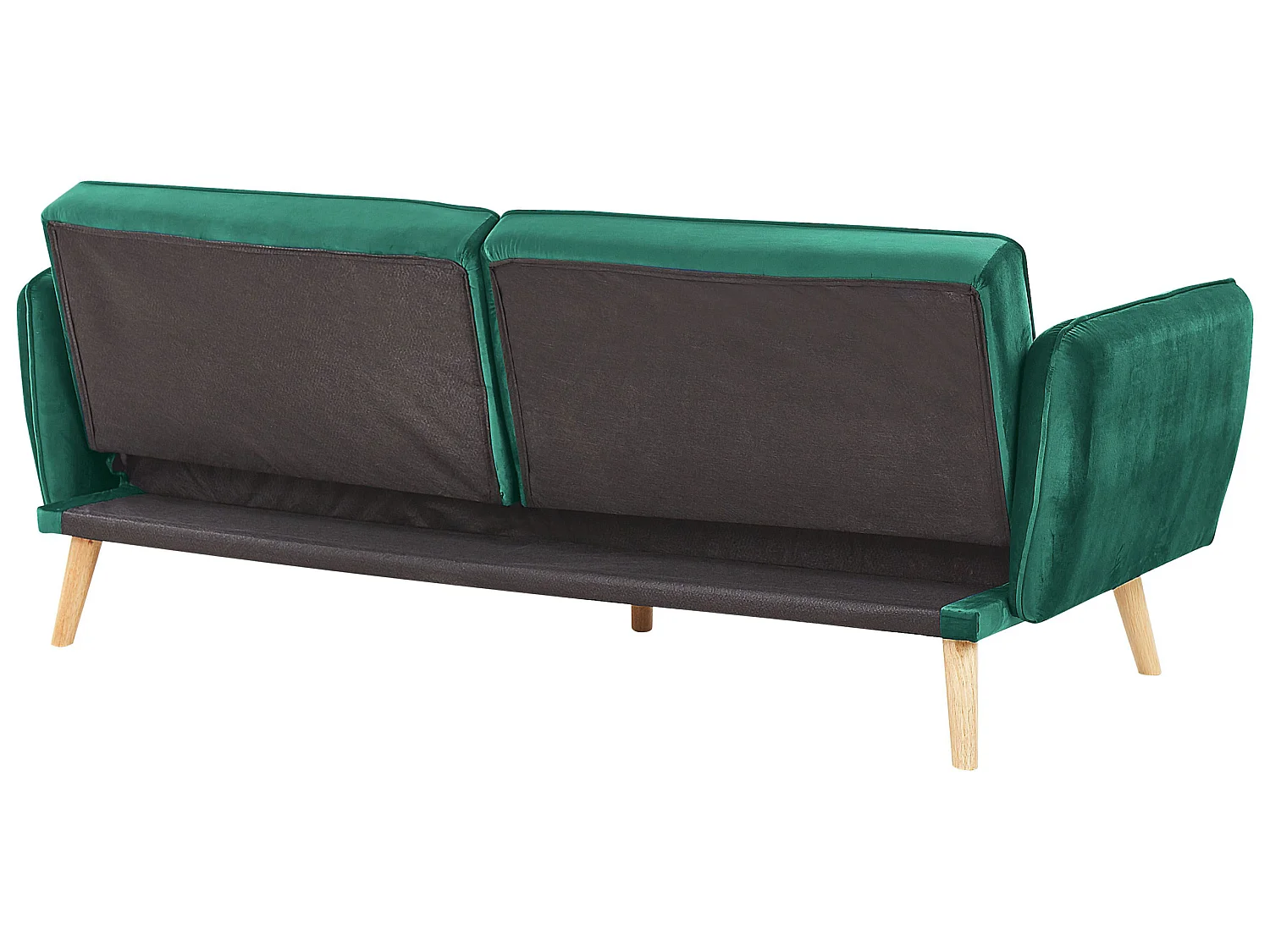 2-Sitzer Sofa mit Schlaffunktion aus Samtstoff dunkelgrün Bardu