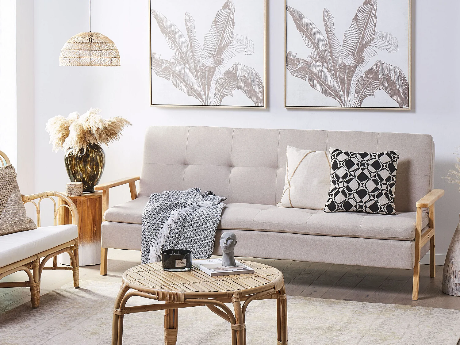 Schlafsofa TJORN Stoff Beige 3-Sitzer