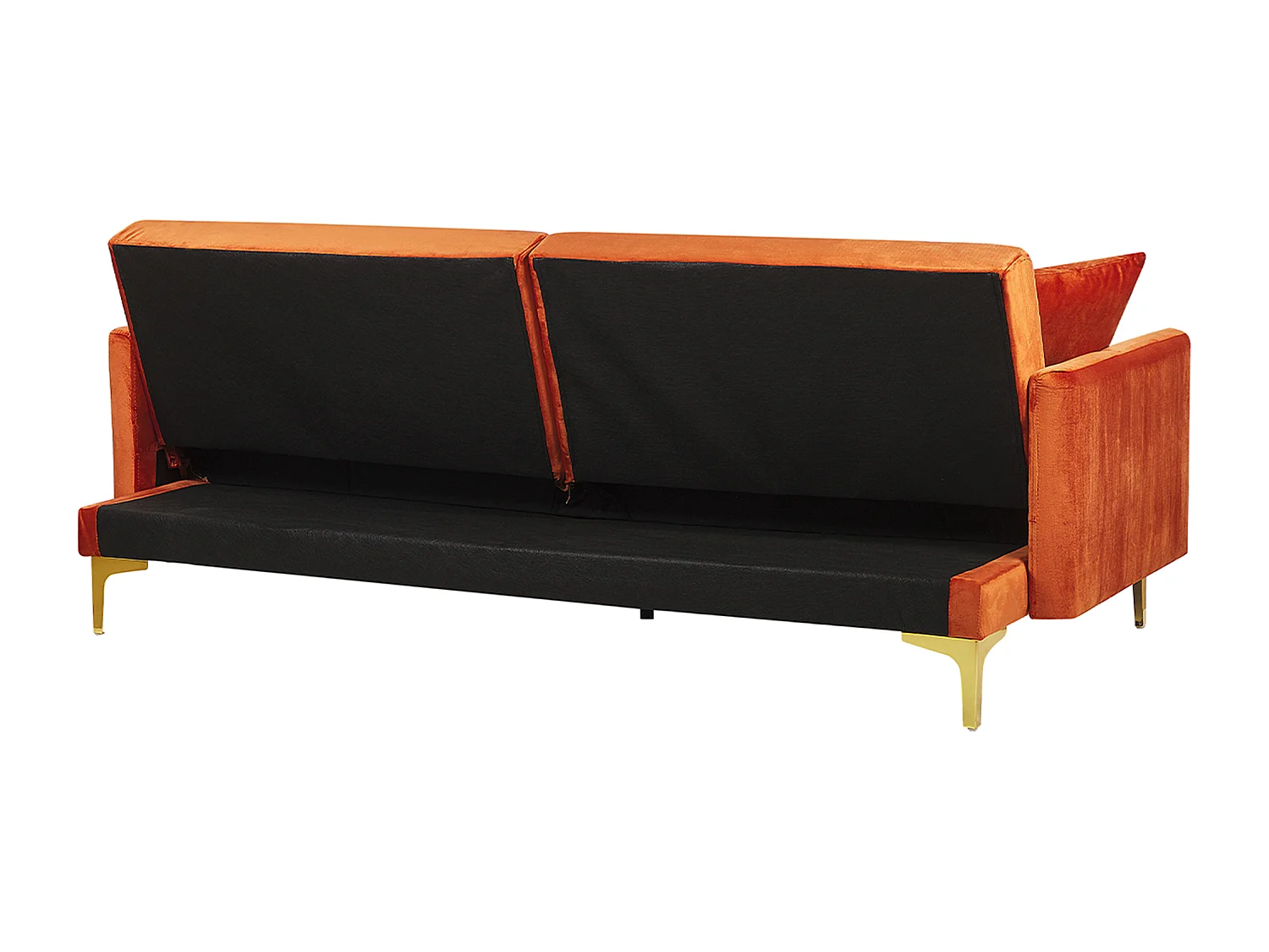 Slaapbank LUCAN Fluweel Oranje 3-zitter