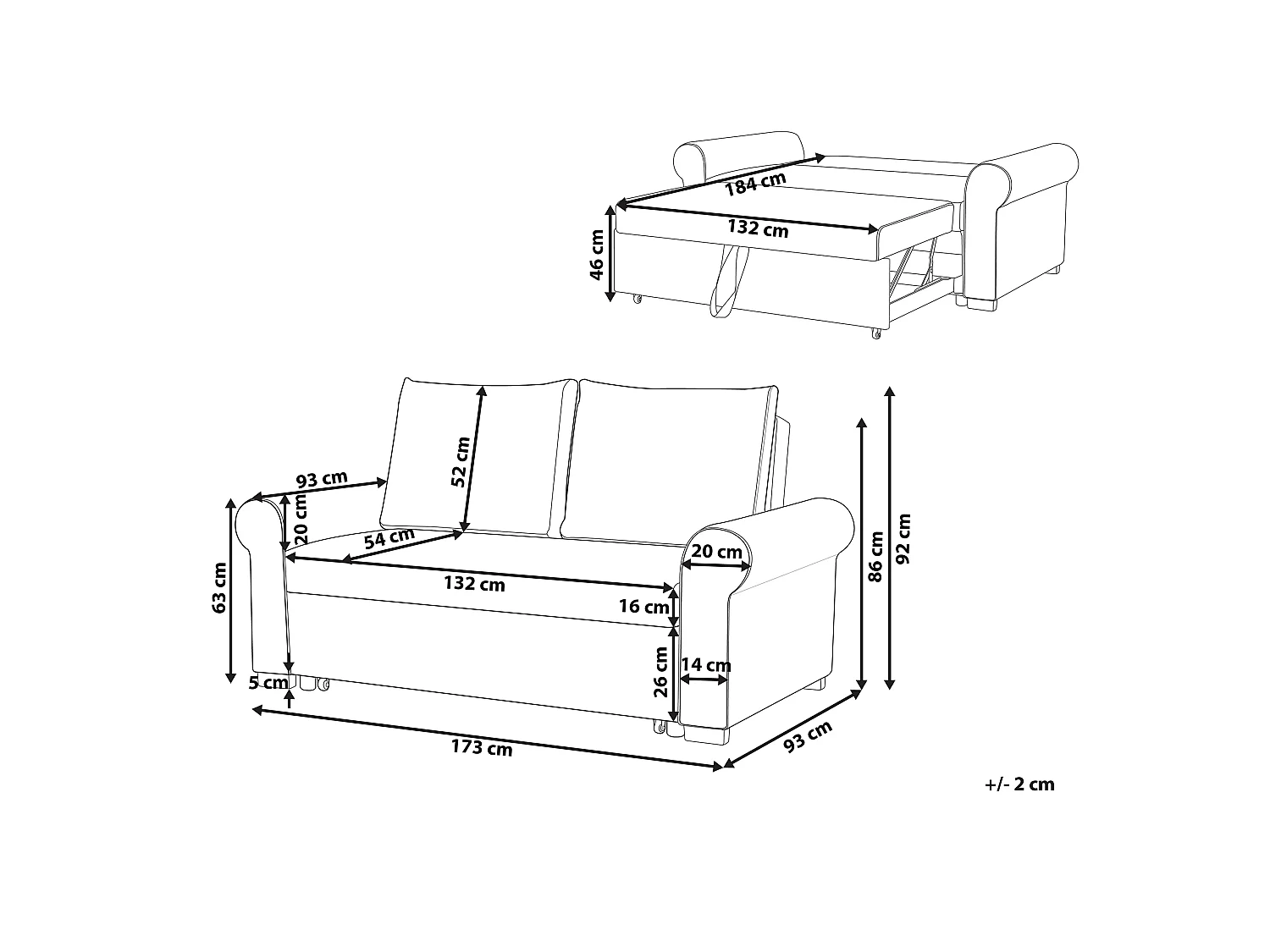 Canapé convertible 2 places en coton gris clair SILDA