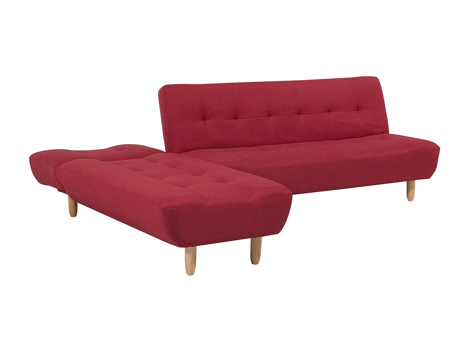 Canapé-lit d'angle modulable 4 places ALSTEN Tissu Rouge Côté droit