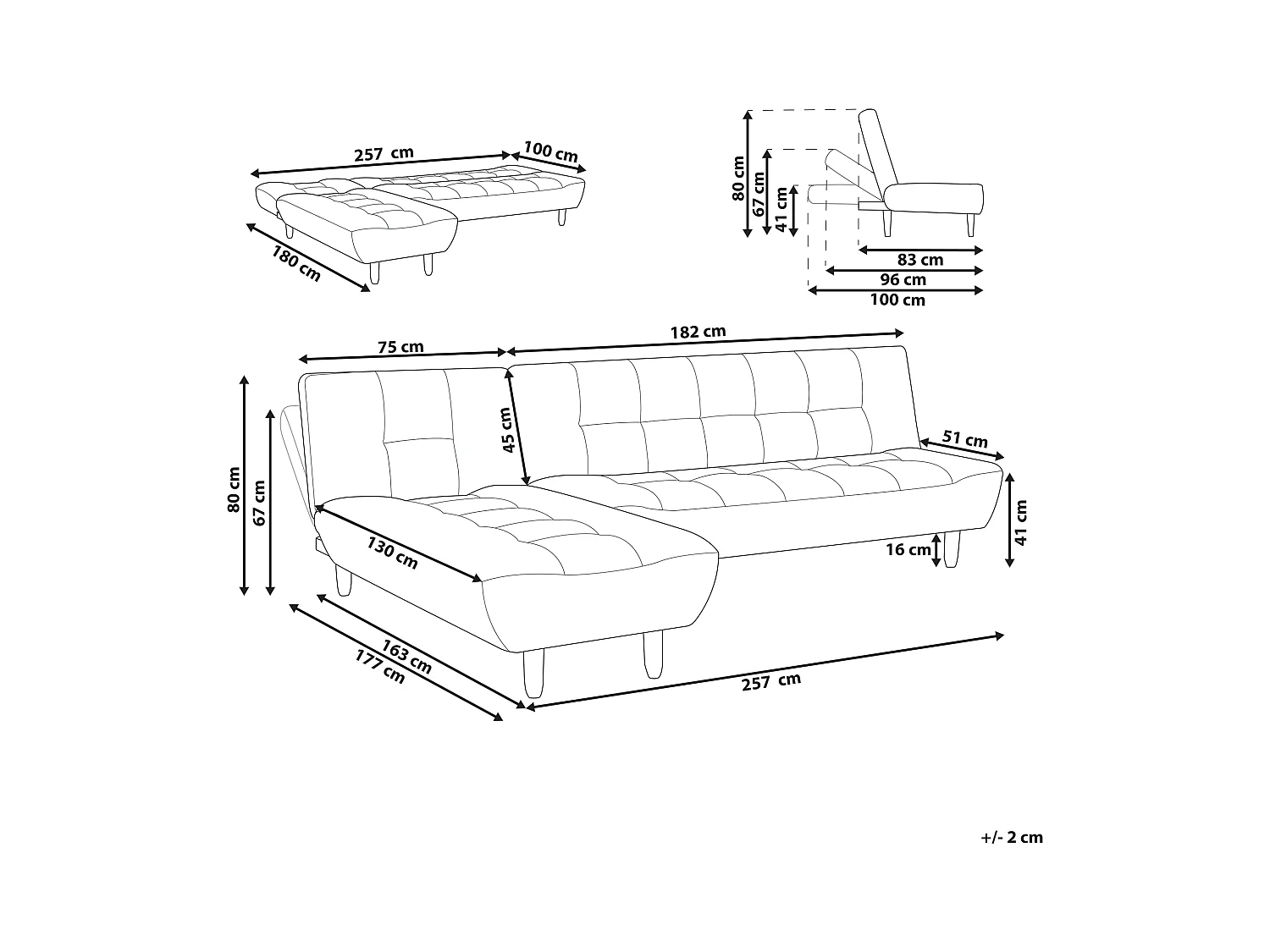 Modul Eckschlafsofa ALSTEN Stoff Rot 4-Sitzer rechtsseitig