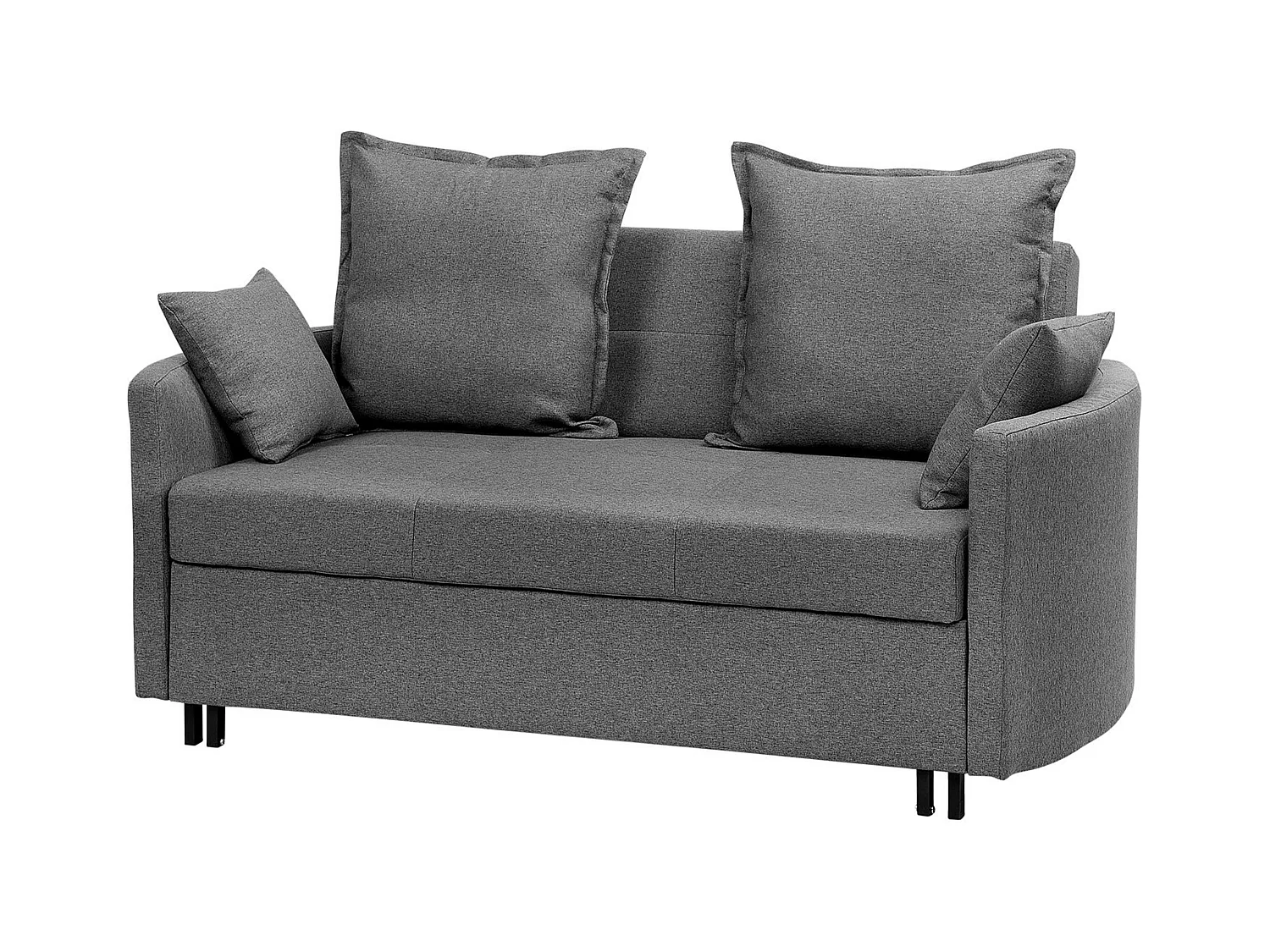 2-Sitzer Sofa mit Schlaffunktion Stoff grau mehrere Kissen Schlafsofa Hovin
