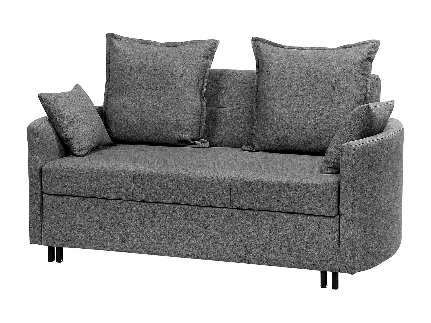 2-Sitzer Sofa mit Schlaffunktion Stoff grau mehrere Kissen Schlafsofa Hovin