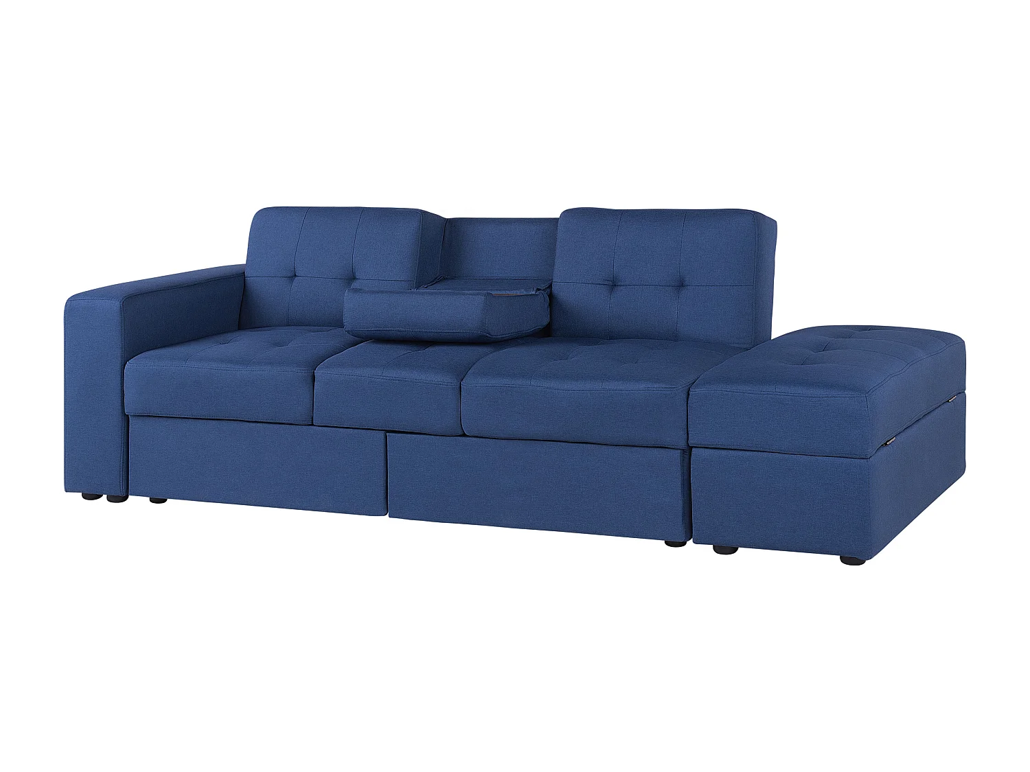 Canapé-lit 3 places FALSTER Tissu Bleu marine avec ottoman