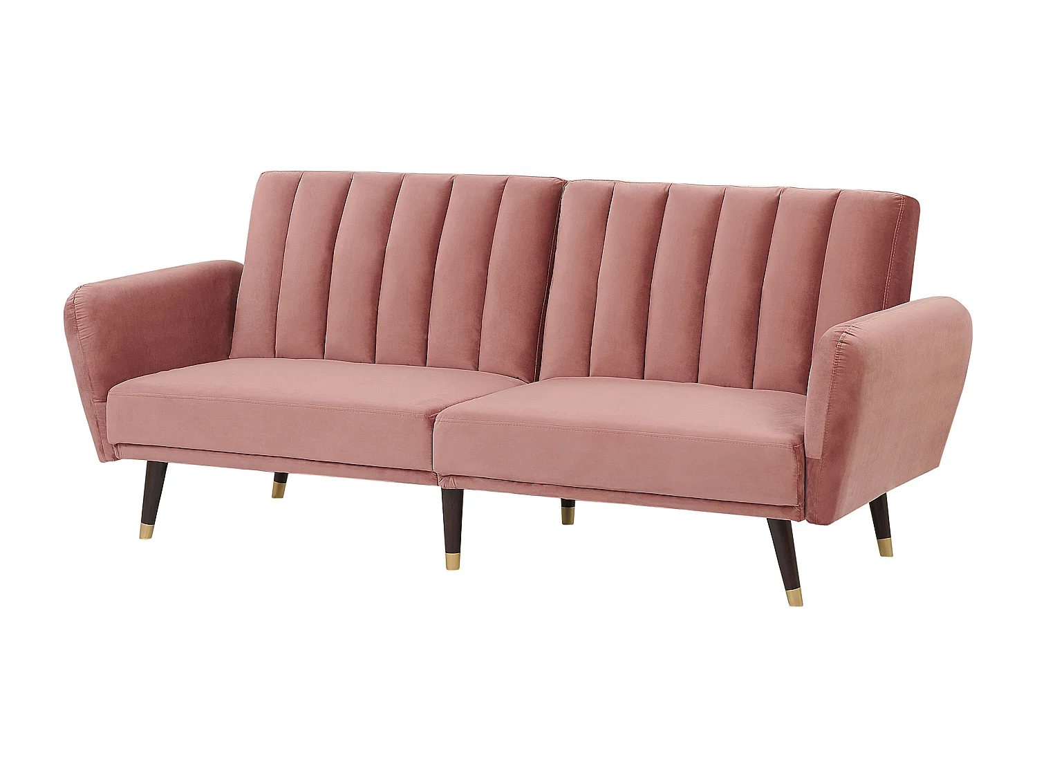 3-Sitzer Schlafsofa aus Samtstoff in Rosa Glamour Stil Vimmerby