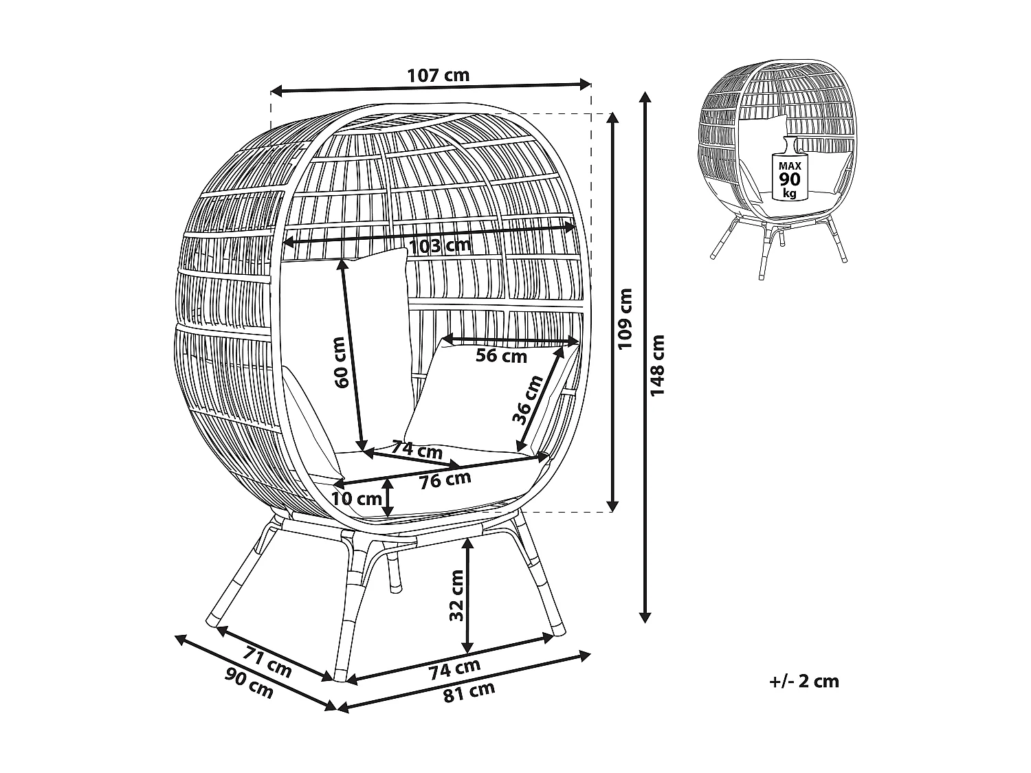 Chaise de jardin VEROLI Polyrotin Beige