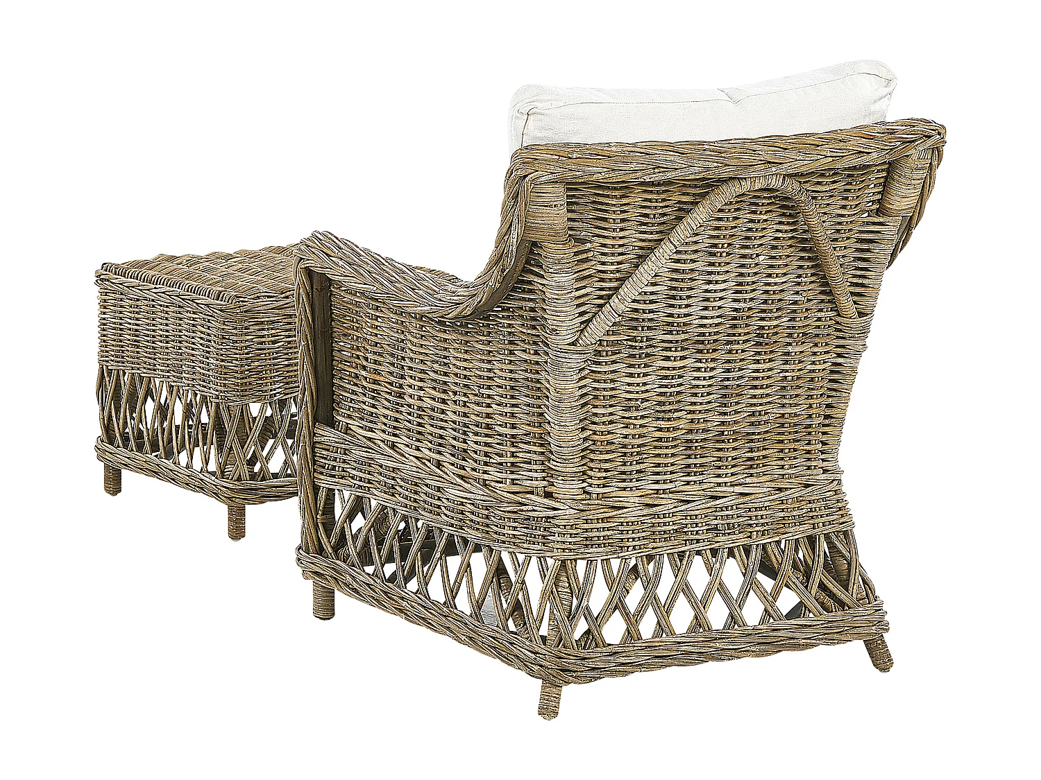 Lot de 2 fauteuils de jardin avec coussins RIBOLLA Rotin Naturel