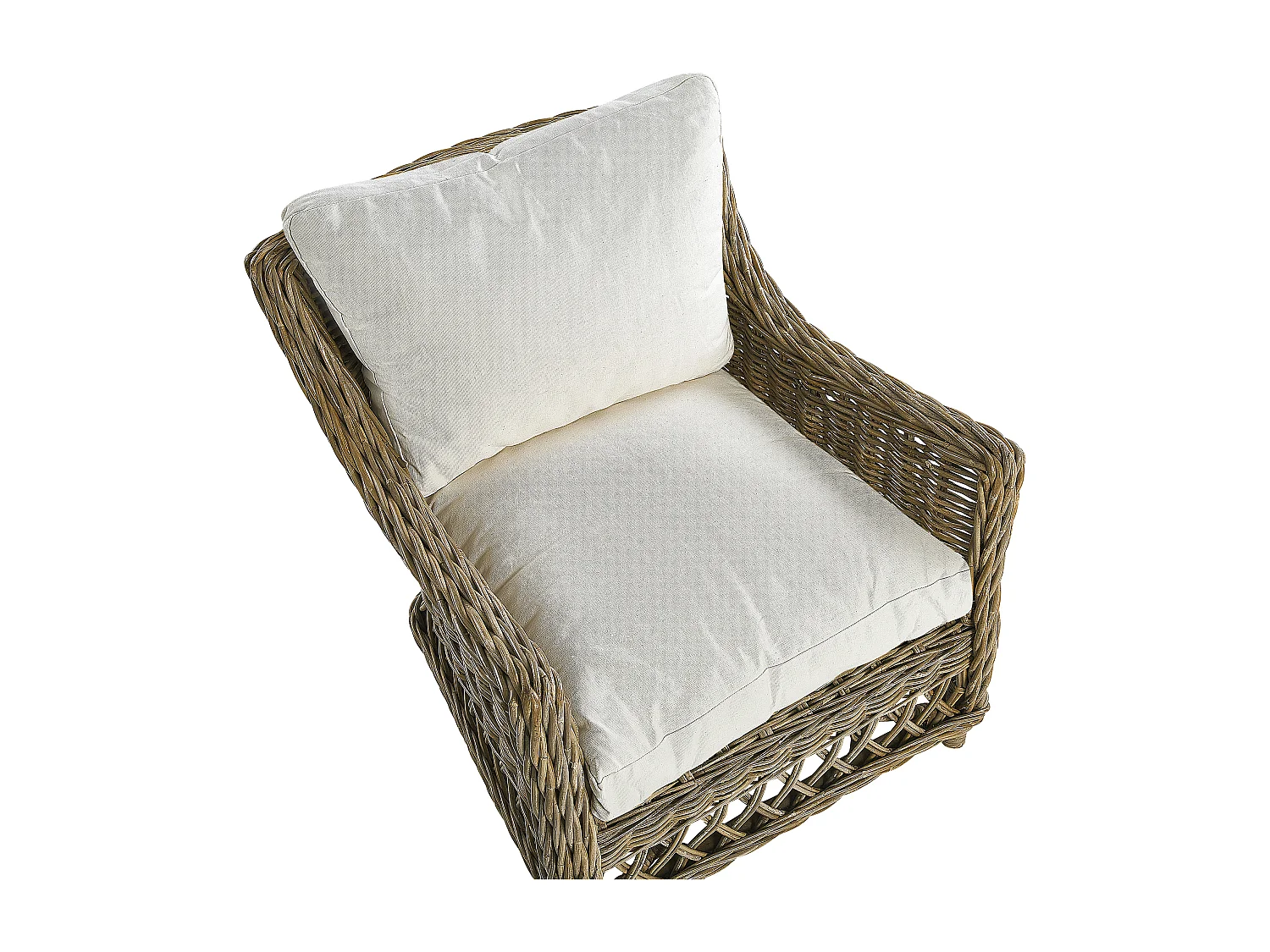 Lot de 2 fauteuils de jardin avec coussins RIBOLLA Rotin Naturel