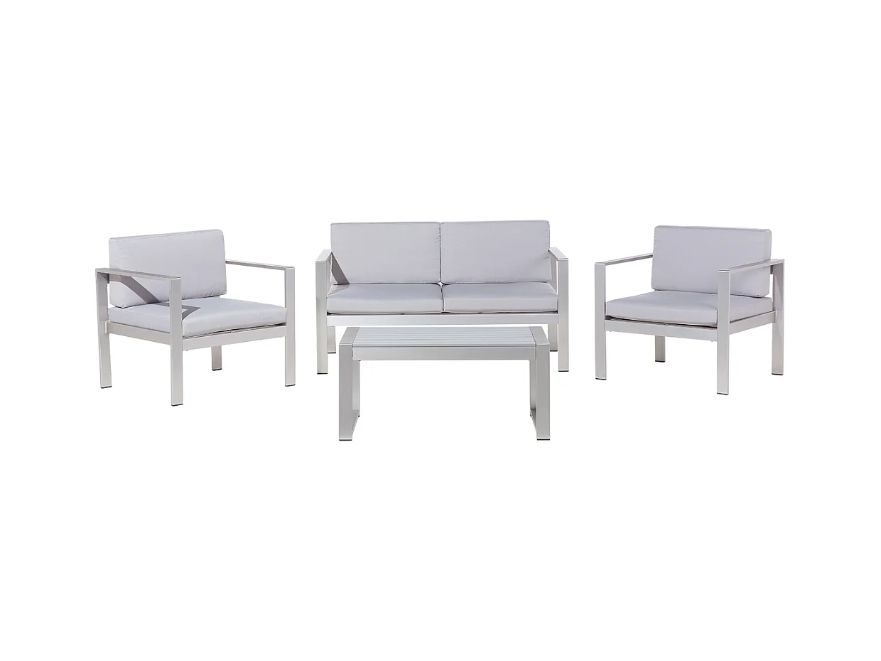 Ensemble de salon de jardin avec table 4 places SALERNO Métal Gris clair